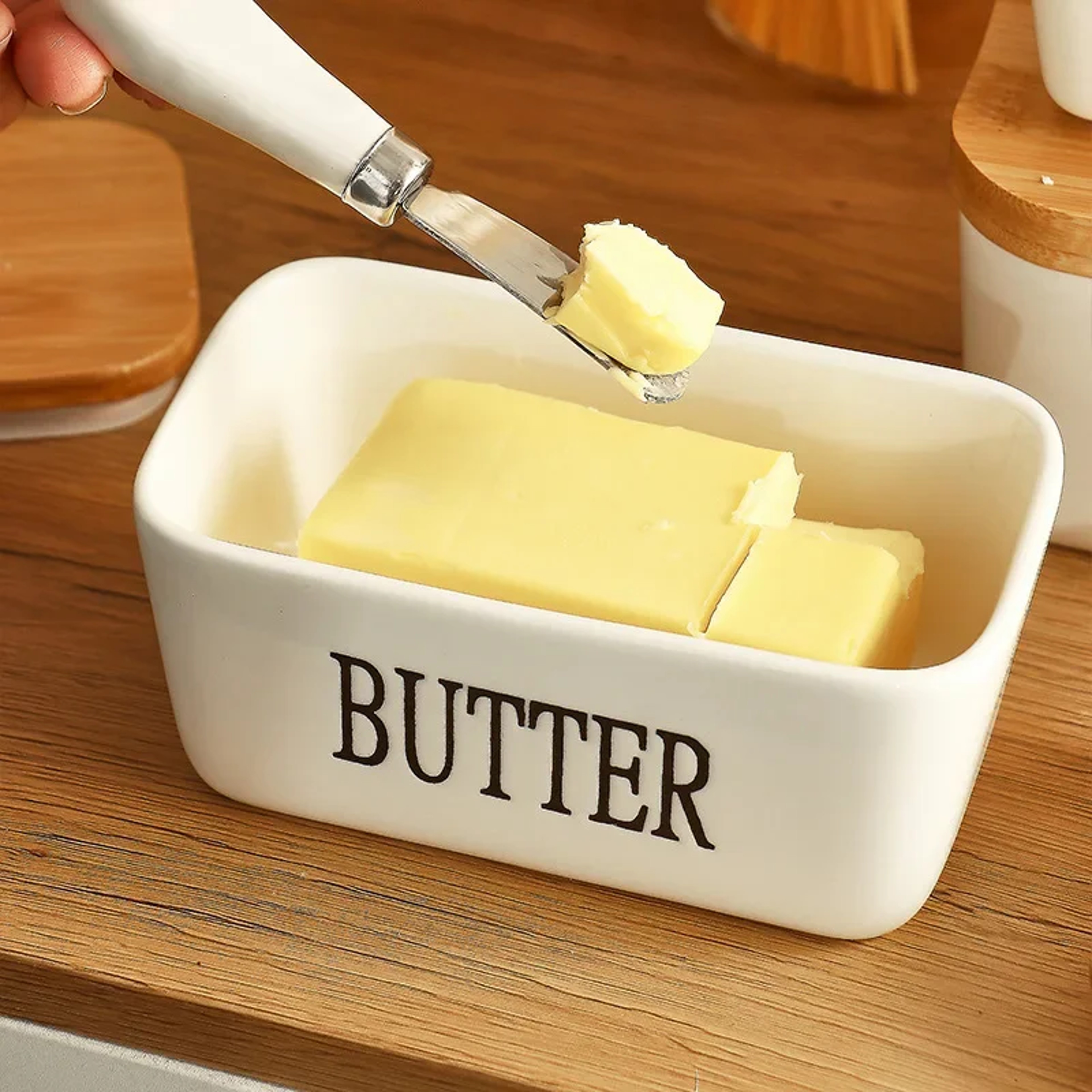 Butter Container Ceramic Box Sealed Storage Box For Cheese Butter Slicer With Knife Butter Dish For 2