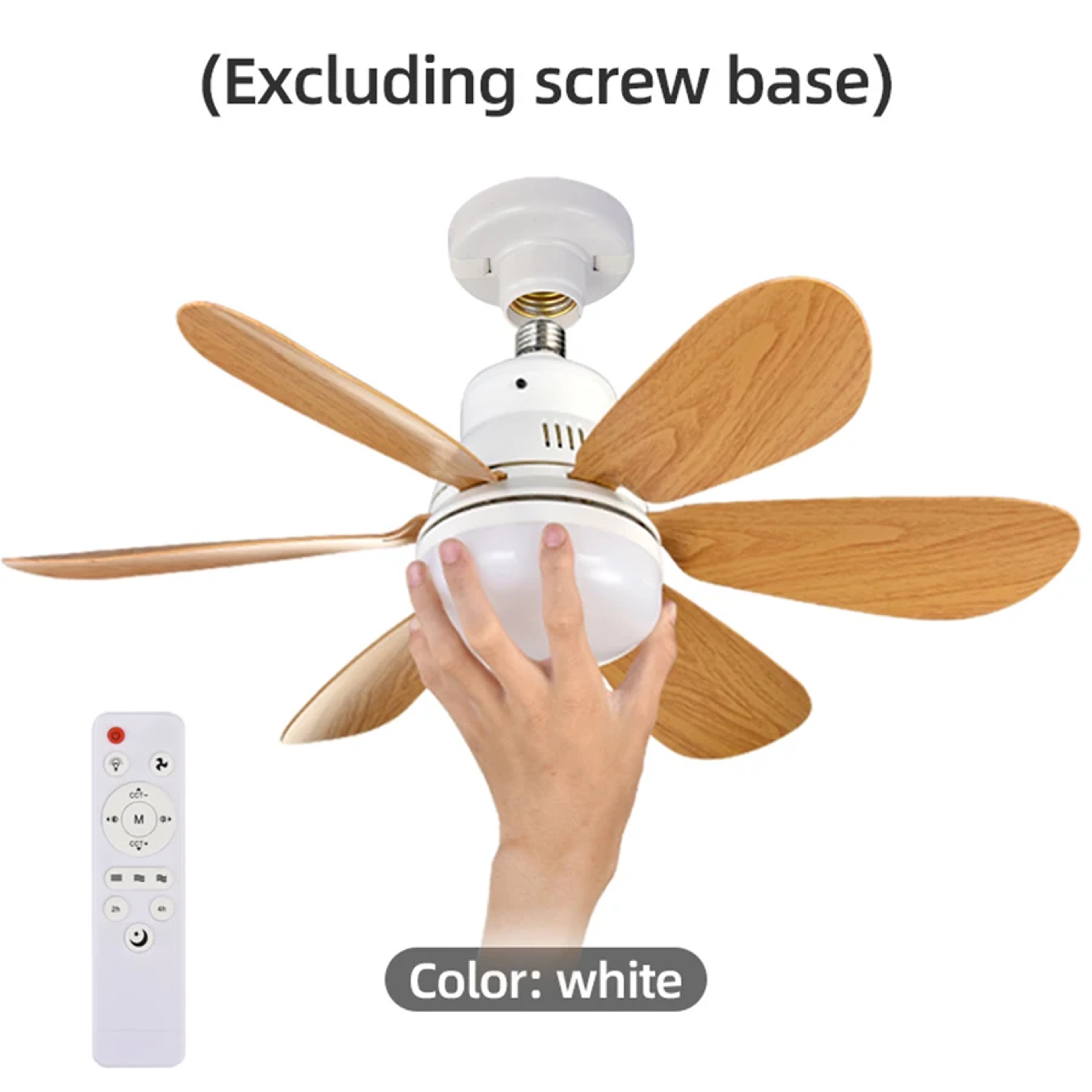 Socket Wood Grain Fan Light With Remote Control Ceiling Fan Light For Living Room And Study Stylish 5