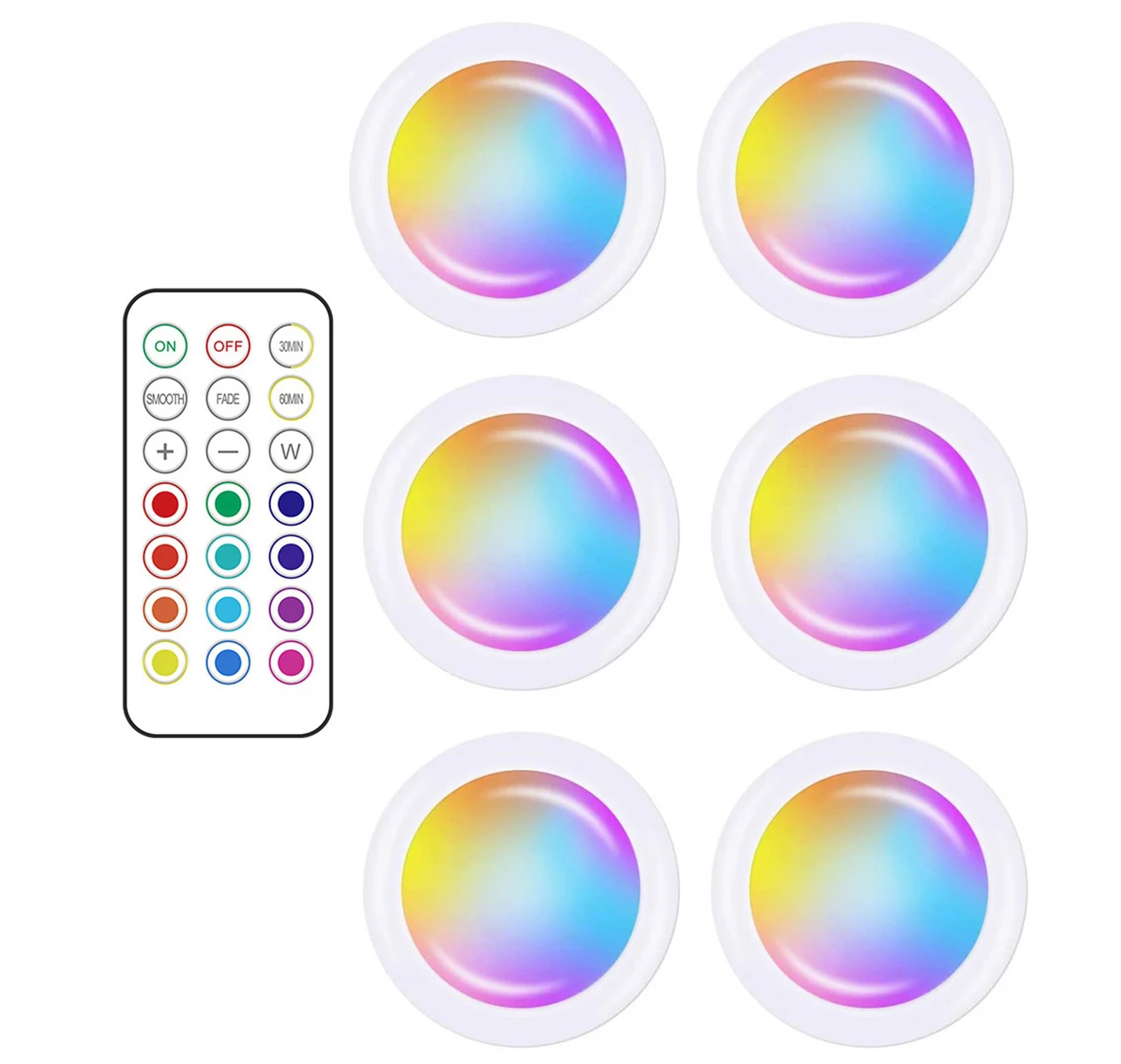 LED Puck Night Lights Remote Control Dimmable Under Cabinet Light Battery Operated Wireless Push La 7
