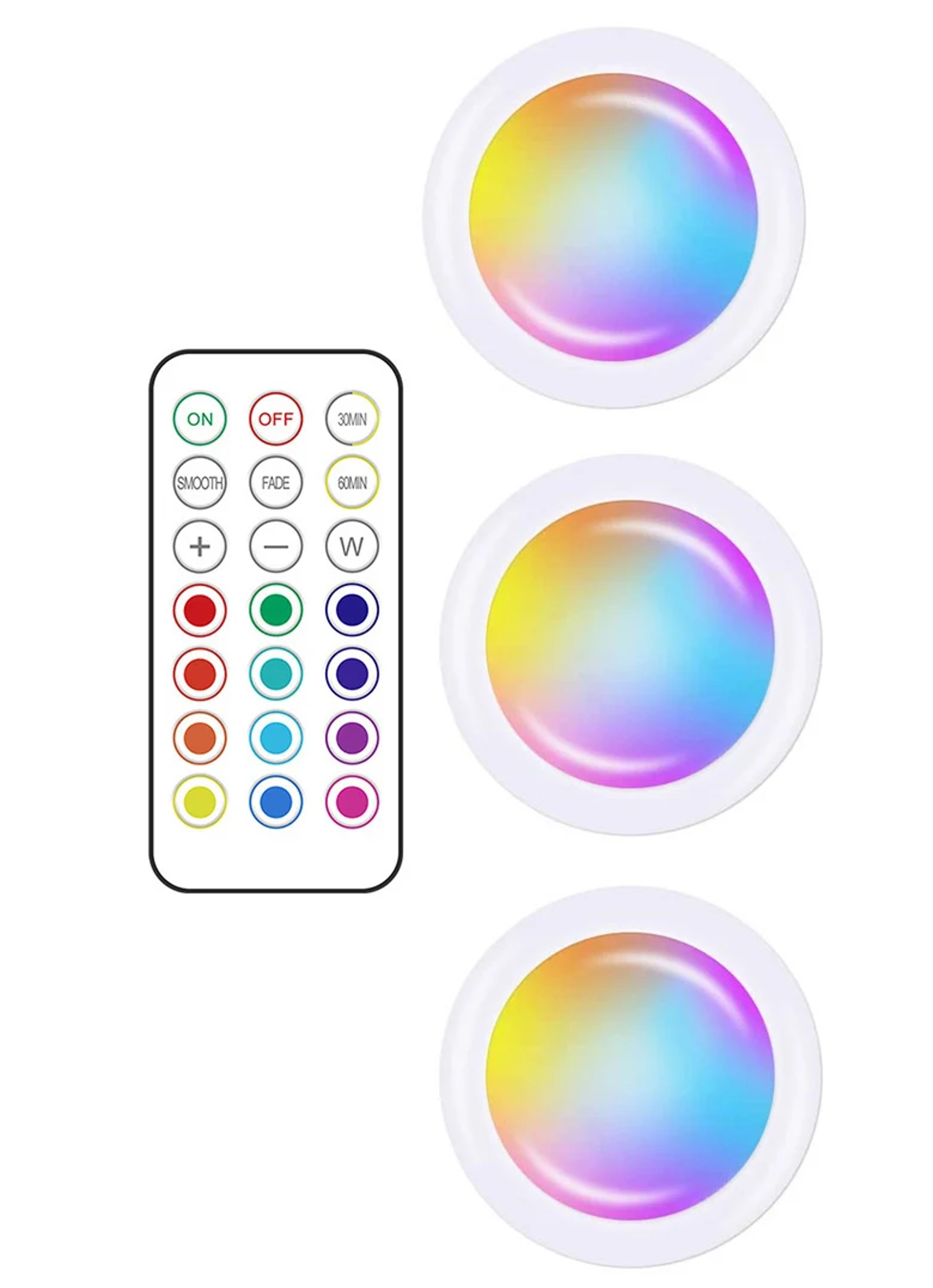LED Puck Night Lights Remote Control Dimmable Under Cabinet Light Battery Operated Wireless Push La 6