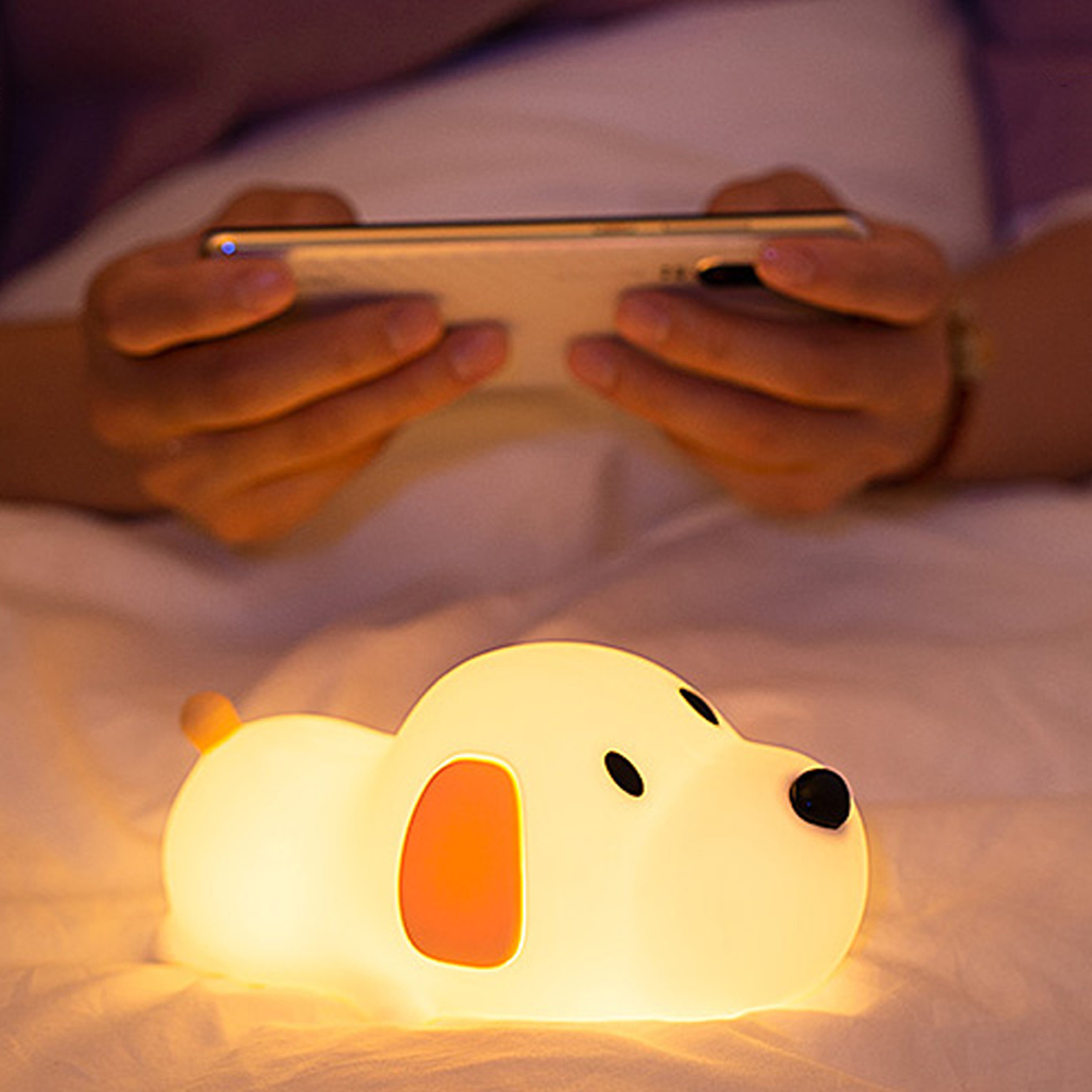 USB Rechargeable Bedside Mood Light Puppy Lamp Silicone Dog LED Night Light Touch Sensor Colors For 5