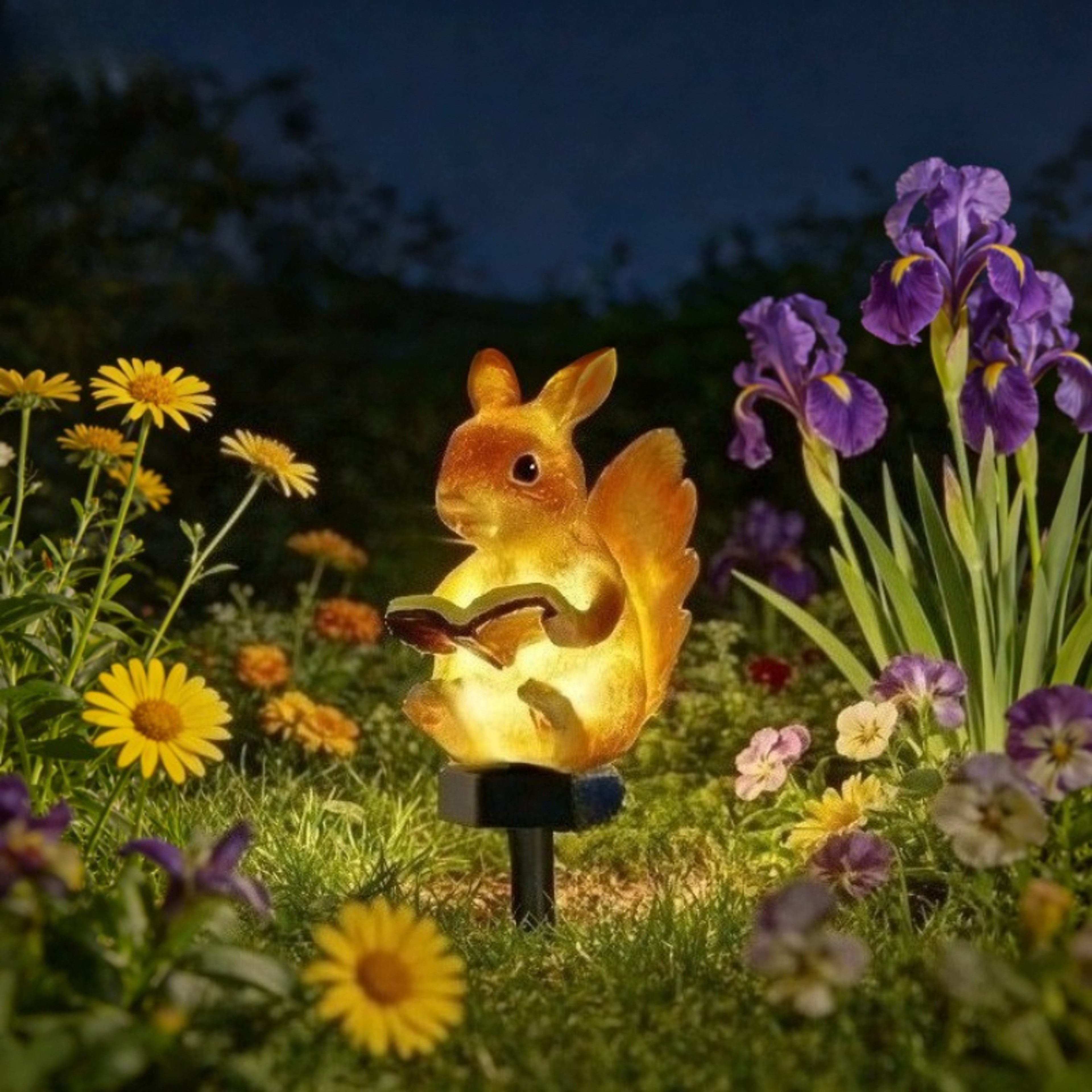 Solar Powered Rabbit Reading Books Ground Lamp, Water proof Outdoor Light for Courtyard, Garden, Lawn – view 1