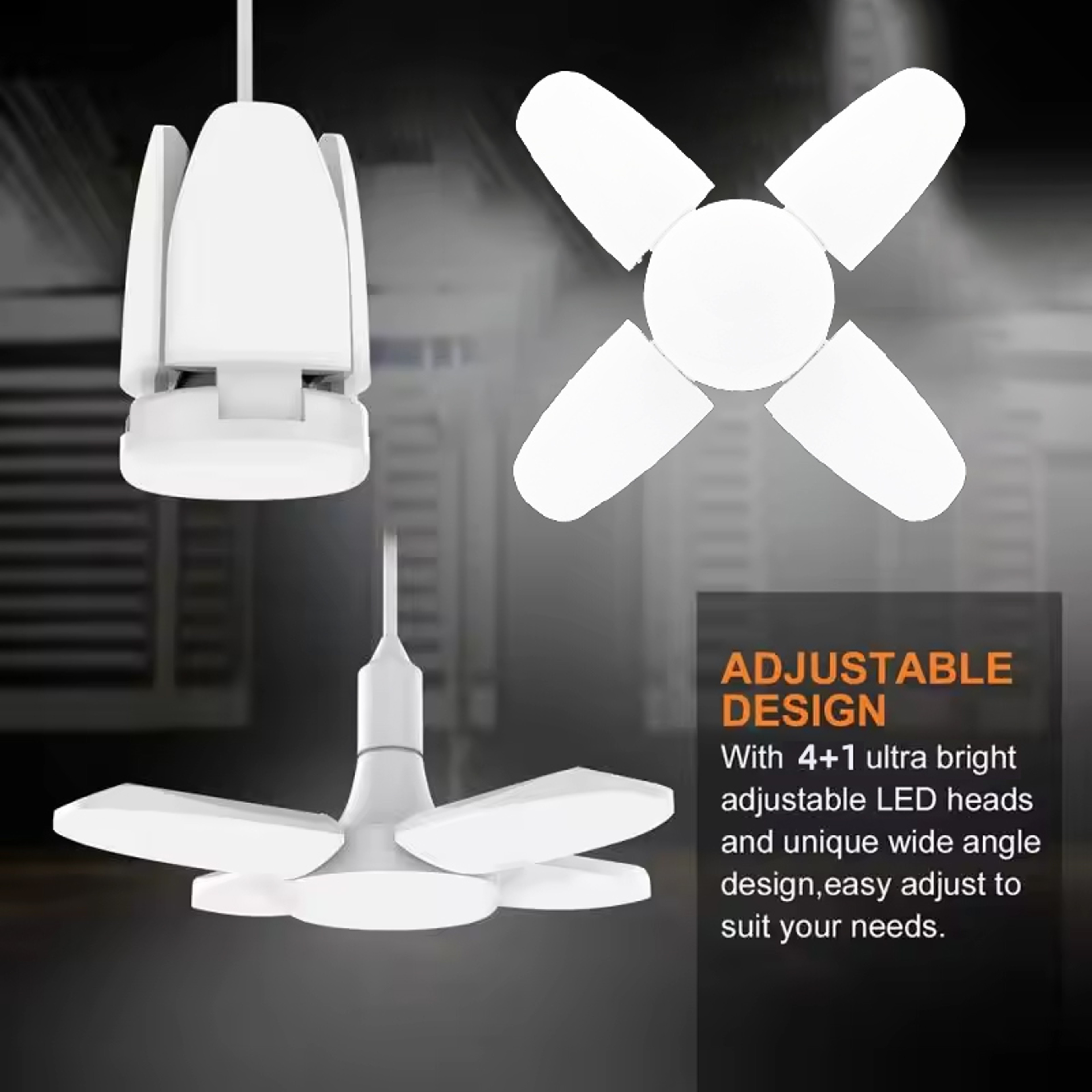 Four Leaf Folding Light Bulb Super Bright Lighting For Living Room Home Warehouse Garage Corridor E 1