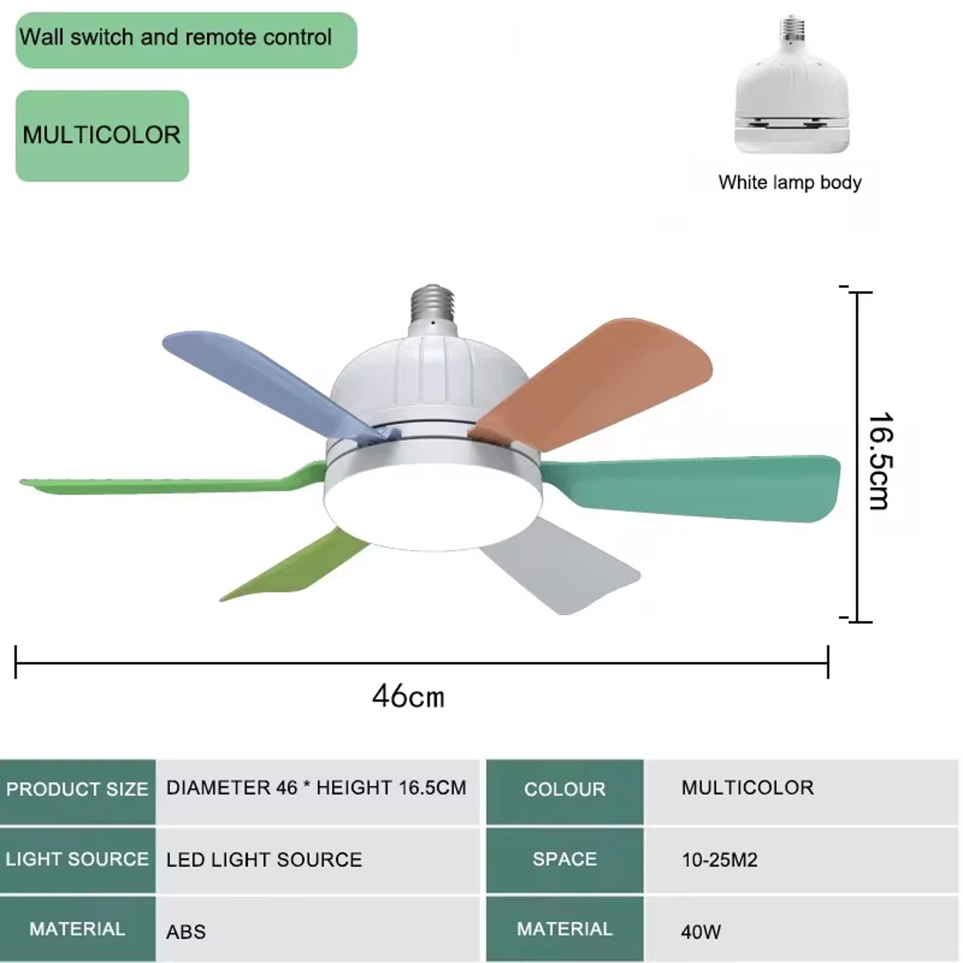 Fan Light With Remote Control Ceiling Light For Bedroom Kitchen Dining Room Garage Restaurant Shop  4
