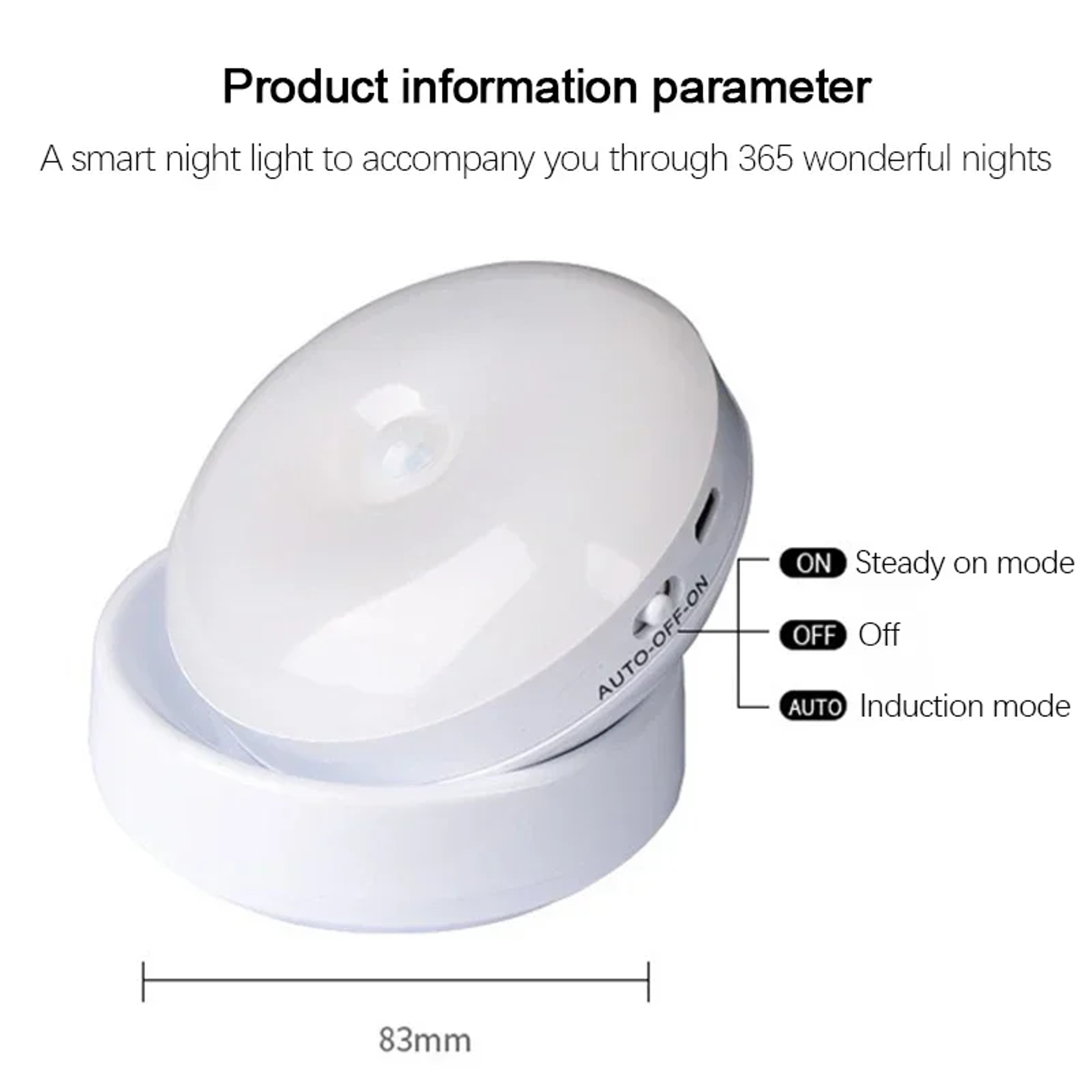 USB Rechargeable Rotating LED Night Light Body Sensing Magnetic Light For Bedside Bedroom Hallway C 4