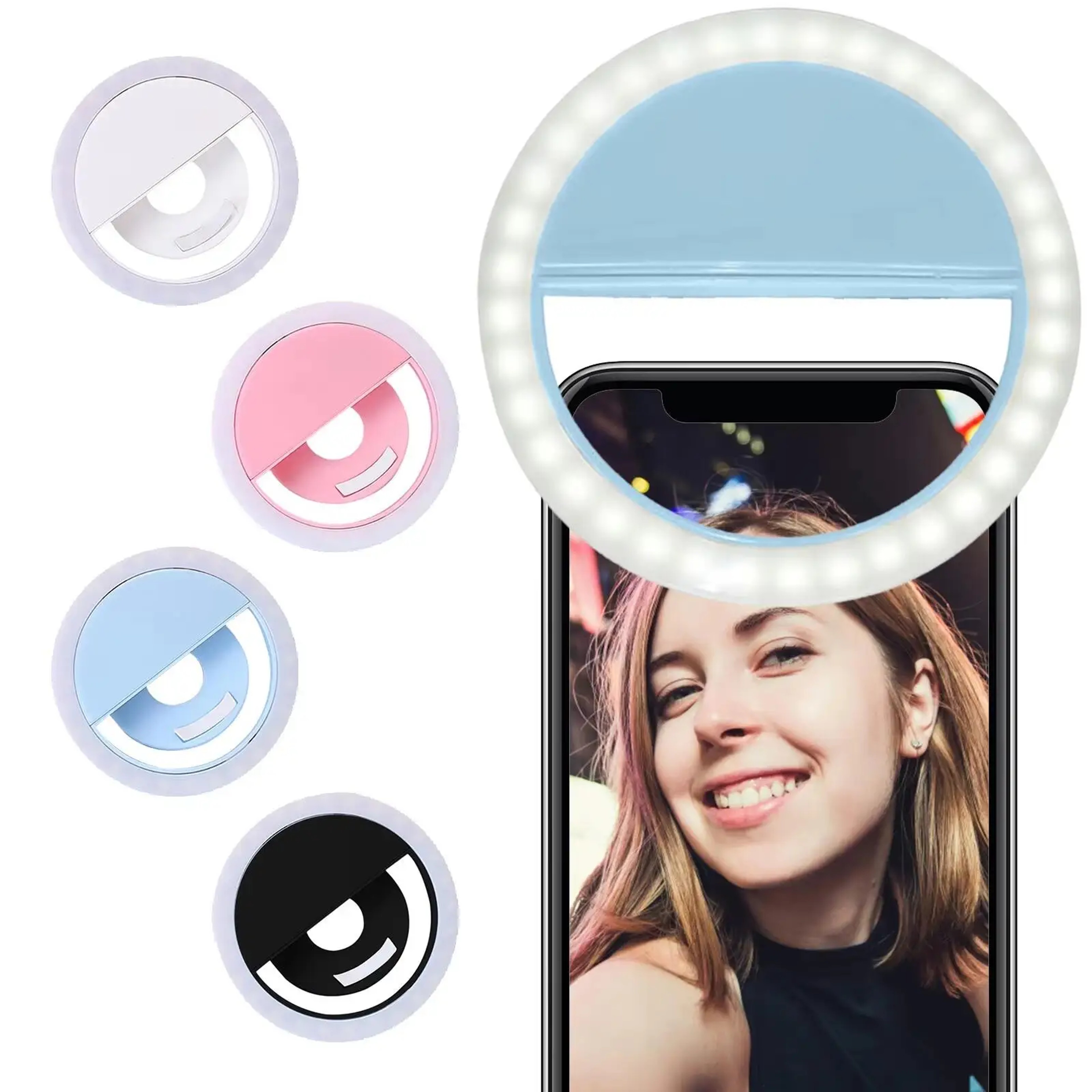 Battery Powered LED Selfie Ring Light Mobile Phone Lens Lamp Adjustable Live Brightness Portable Se 0