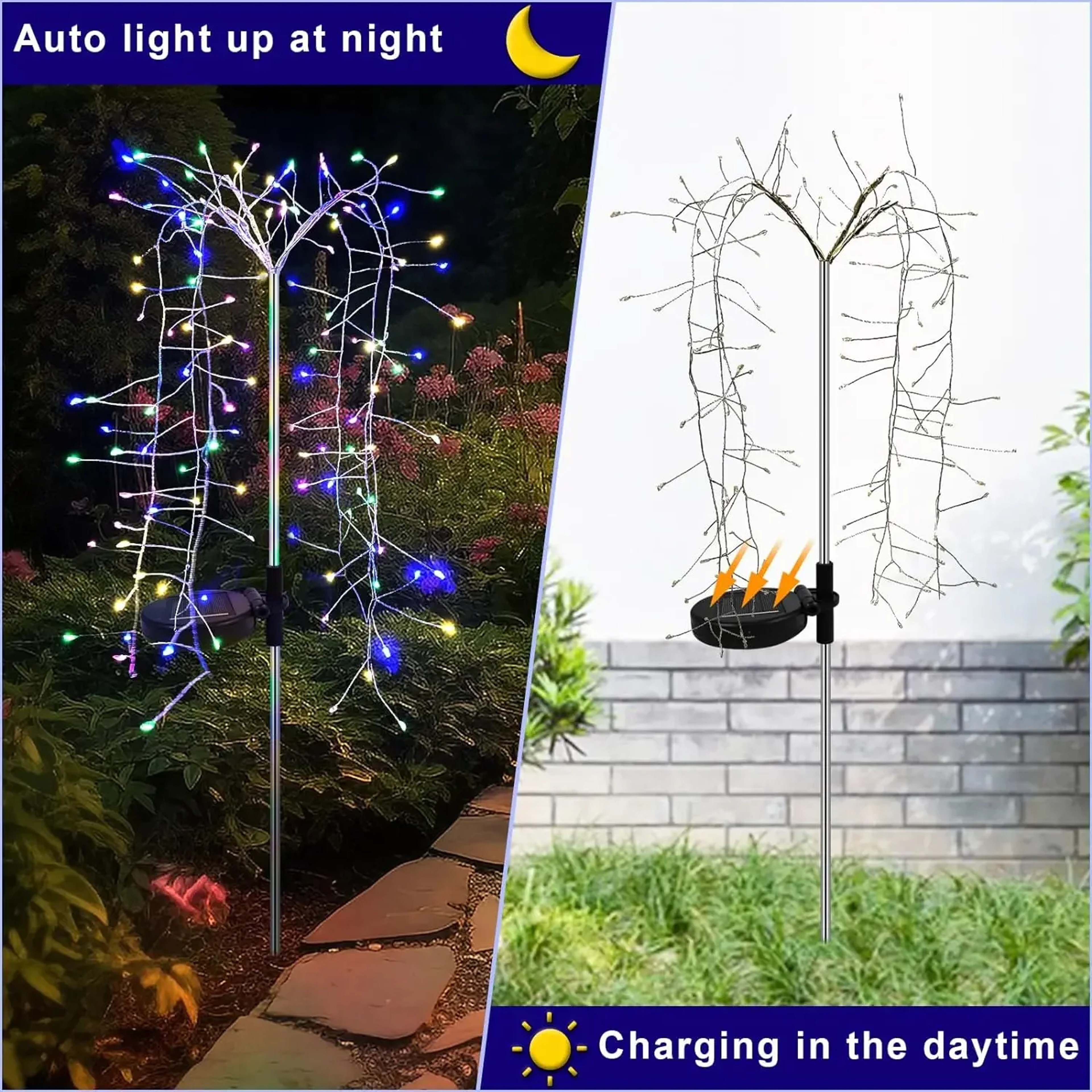 Solar Firework Light Outdoor Waterproof LED Solar Garden Flower Lights With Lighting Modes For Outd