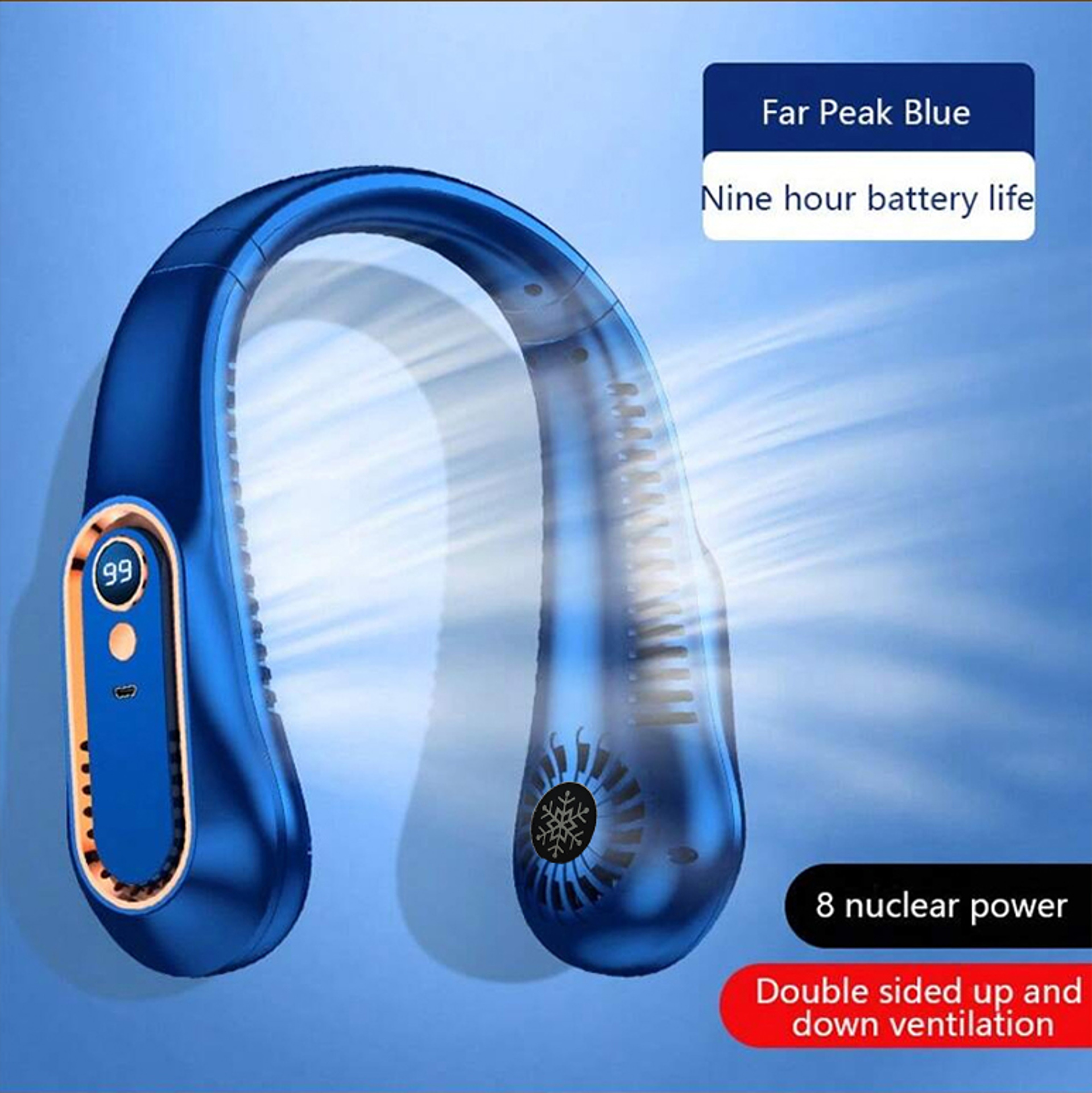 USB Rechargeable Silent Fan Portable Cooling Neck Fan Free Hanging Neck Leaf Fan With LED Battery L 6