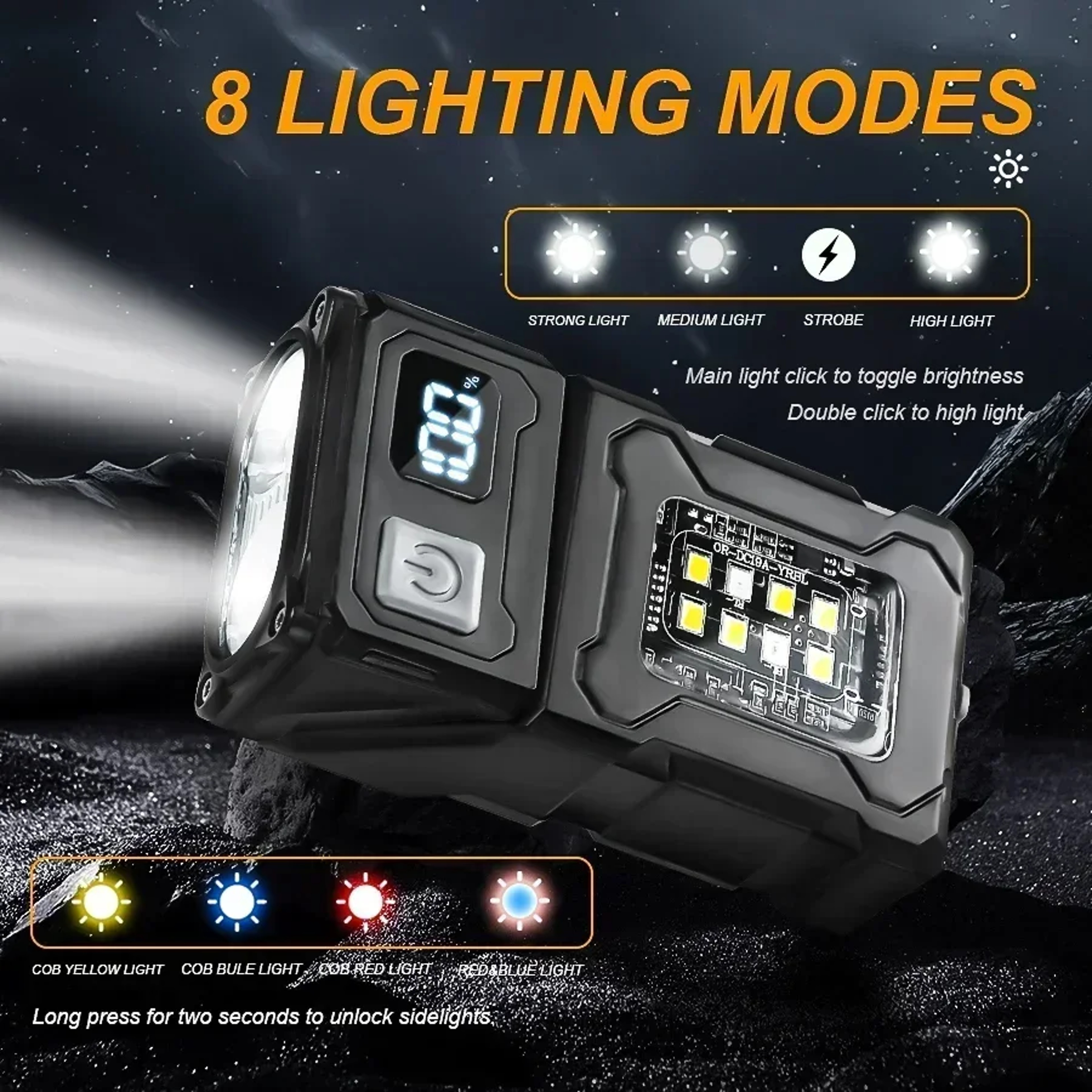 Portable Super Bright LED Flashlight Rechargeable With Clip Magnetic Hanging Side Emergency Light F 2
