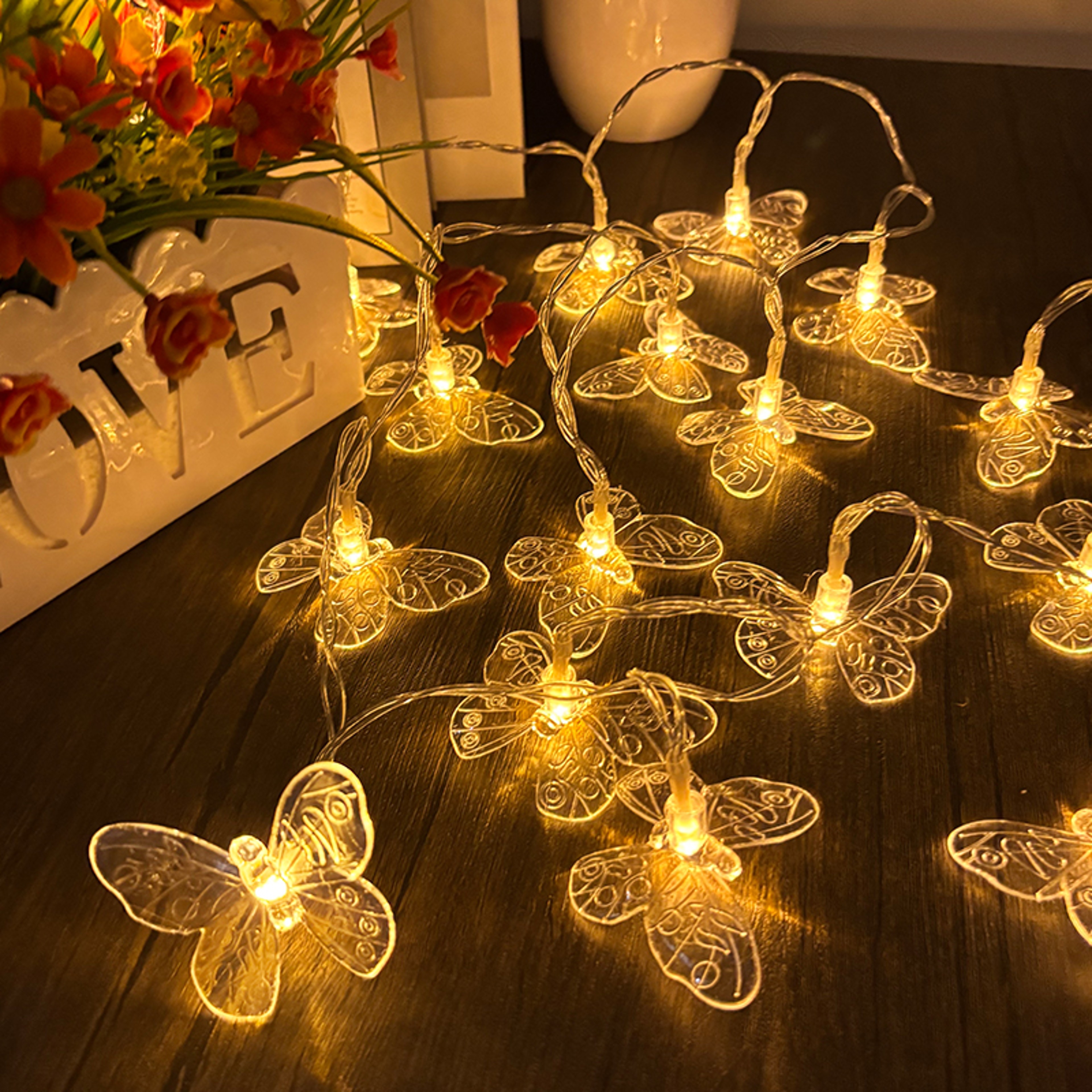 LED Batterypowered Butterfly Light String Fairy Lights For Wedding Birthday Party Room Garden Bedro 2