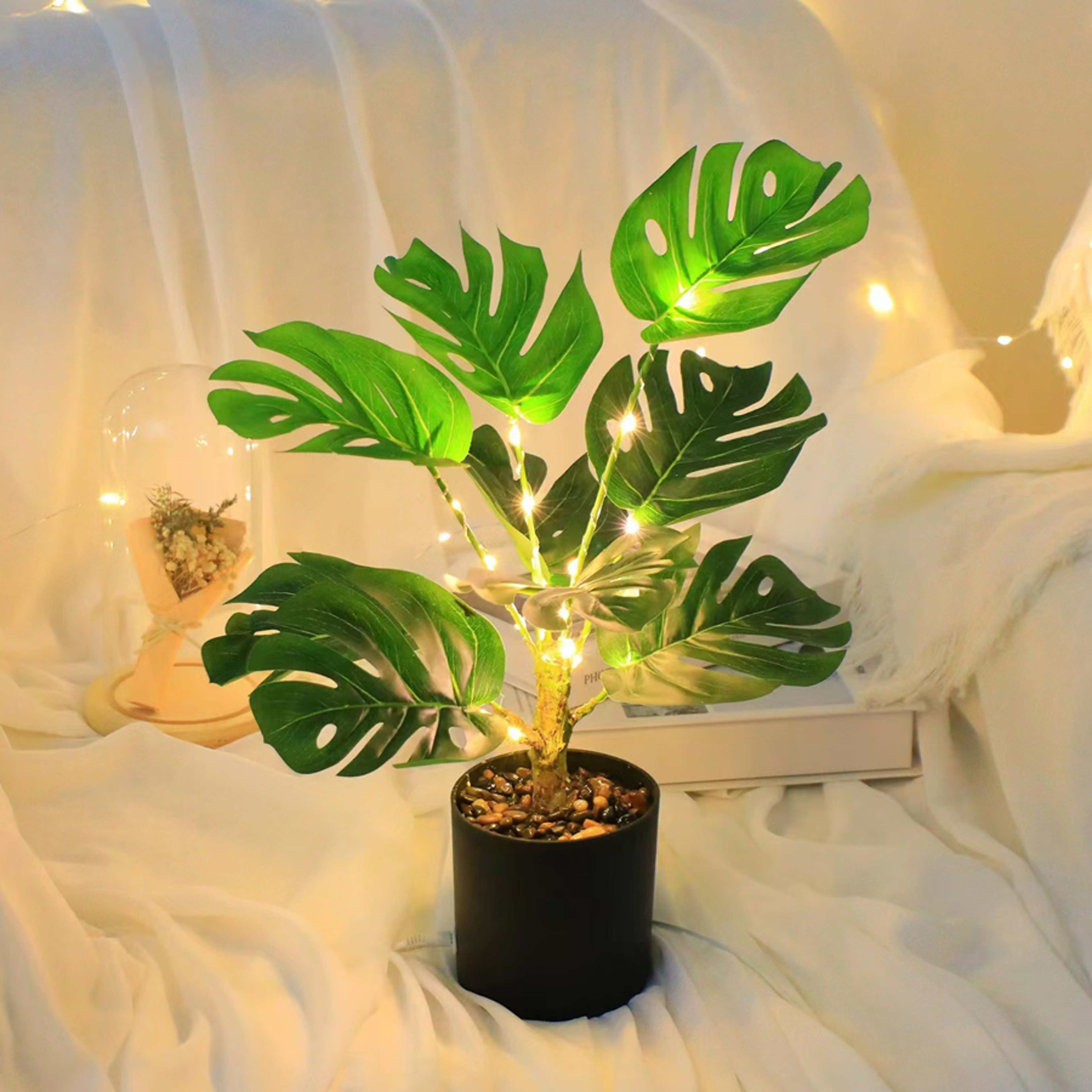 USB Plug Powered Simulated Plant LED Night Light Green Ivy Office Decor Indoor Landscape For Living 4