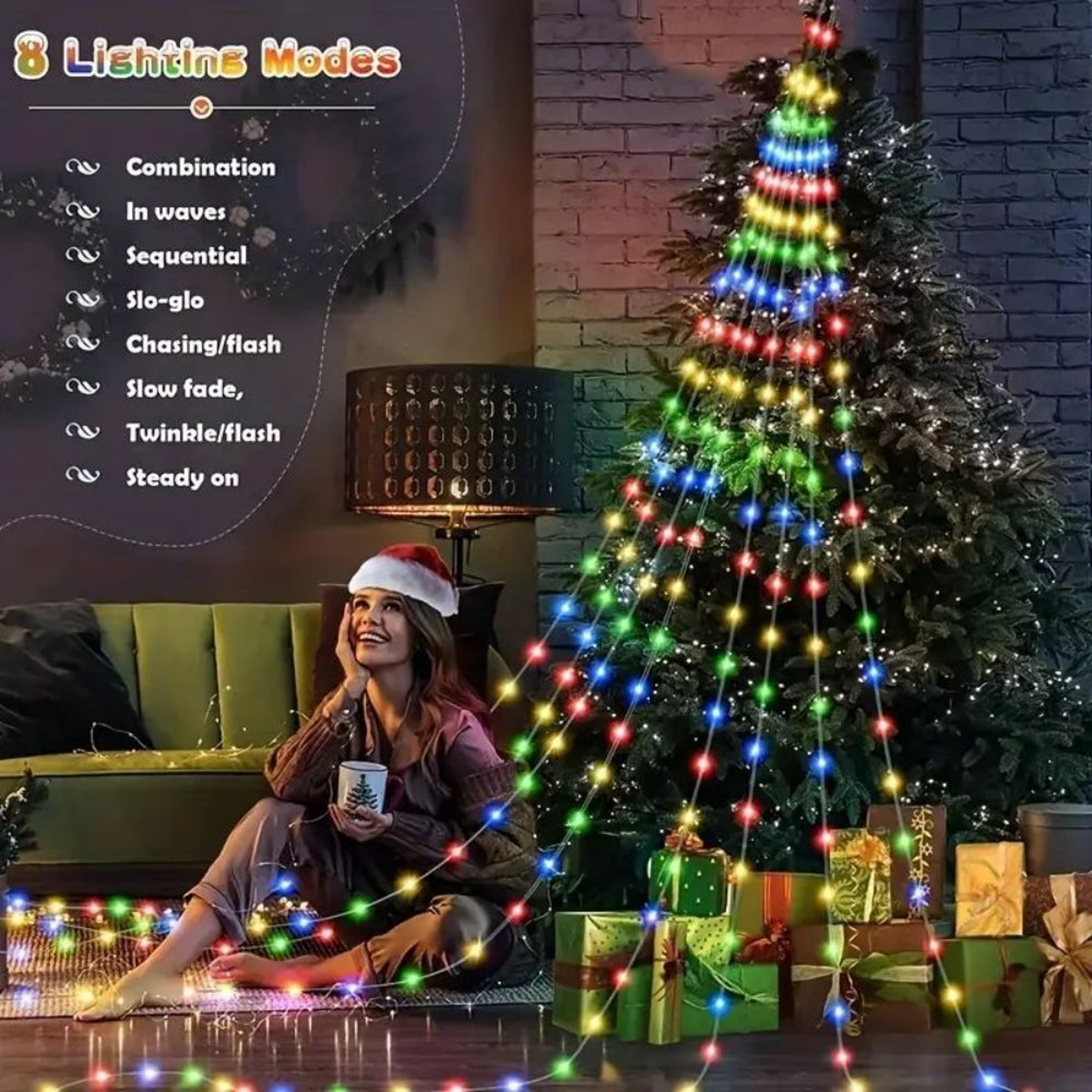 USB Powered Waterfall Tree String Lights Indoor  Outdoor Halloween  Christmas Decor Festival Party  1