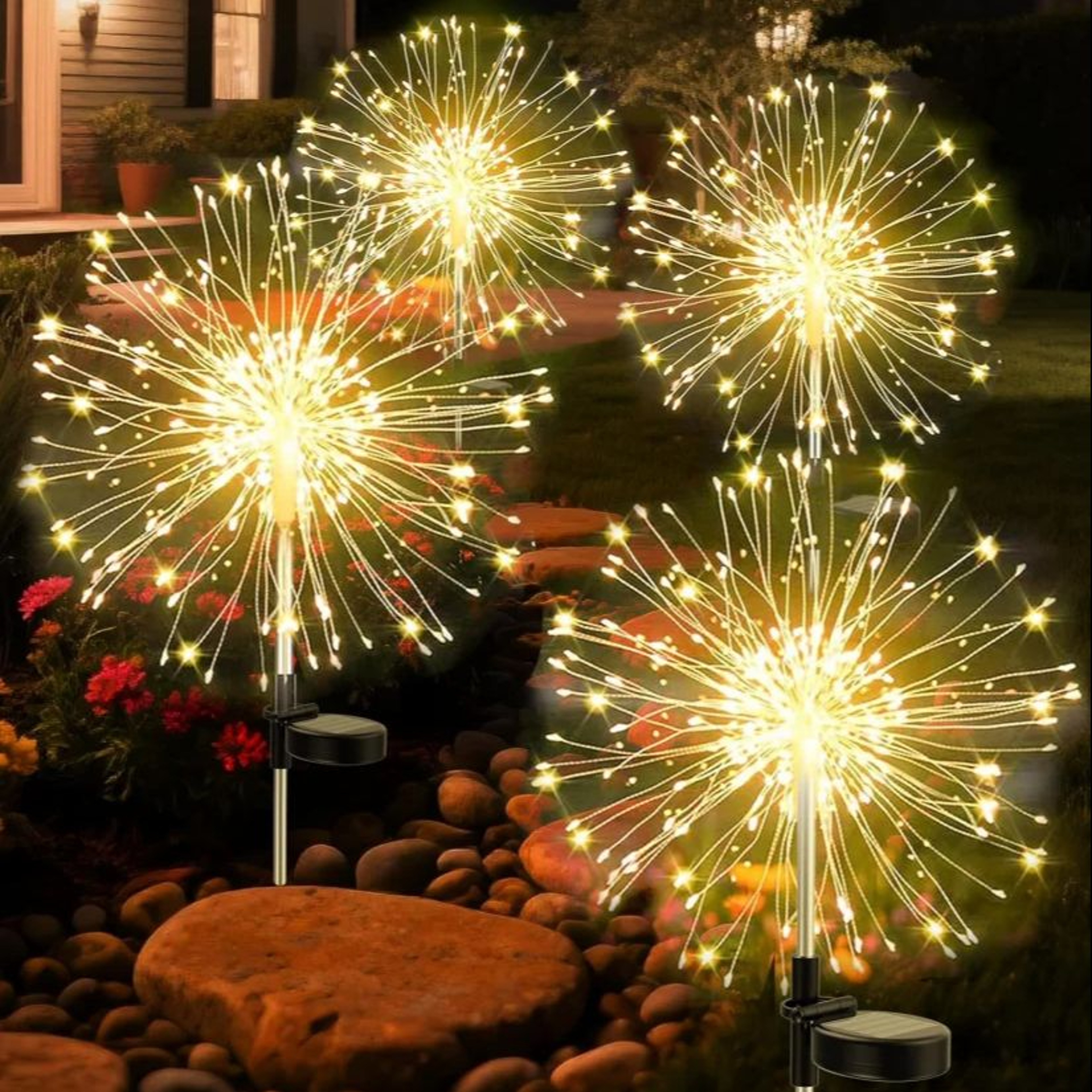 Warm Light Solar Fireworks Light, Outdoor Waterproof Garden Fences, Lawn Ornaments for Wedding, Party Decoration – view 5
