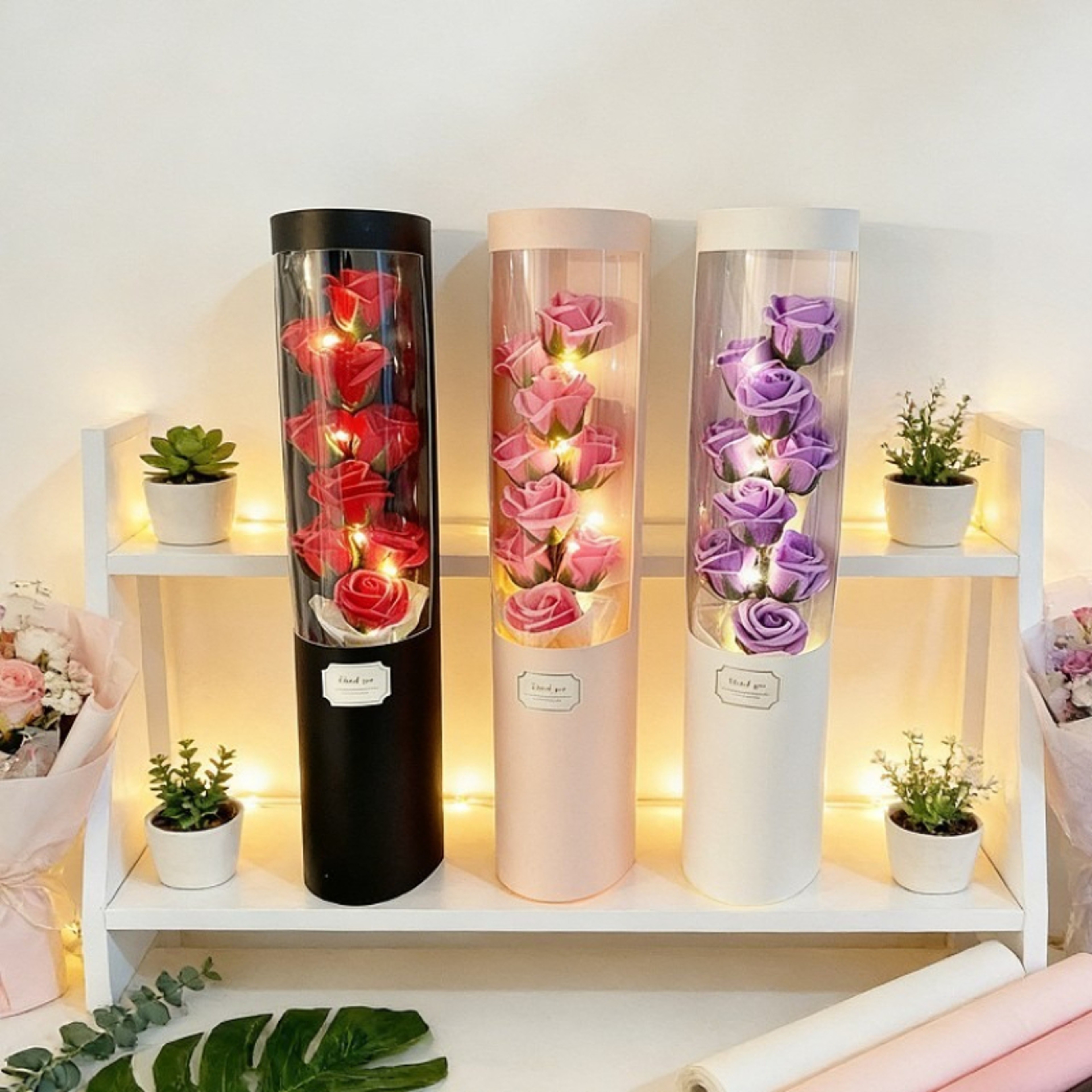 Valentines Day Romantic Soap Forever Rose Flower Light Gift Box Hug Bucket Eternal Rose For Gift An 2