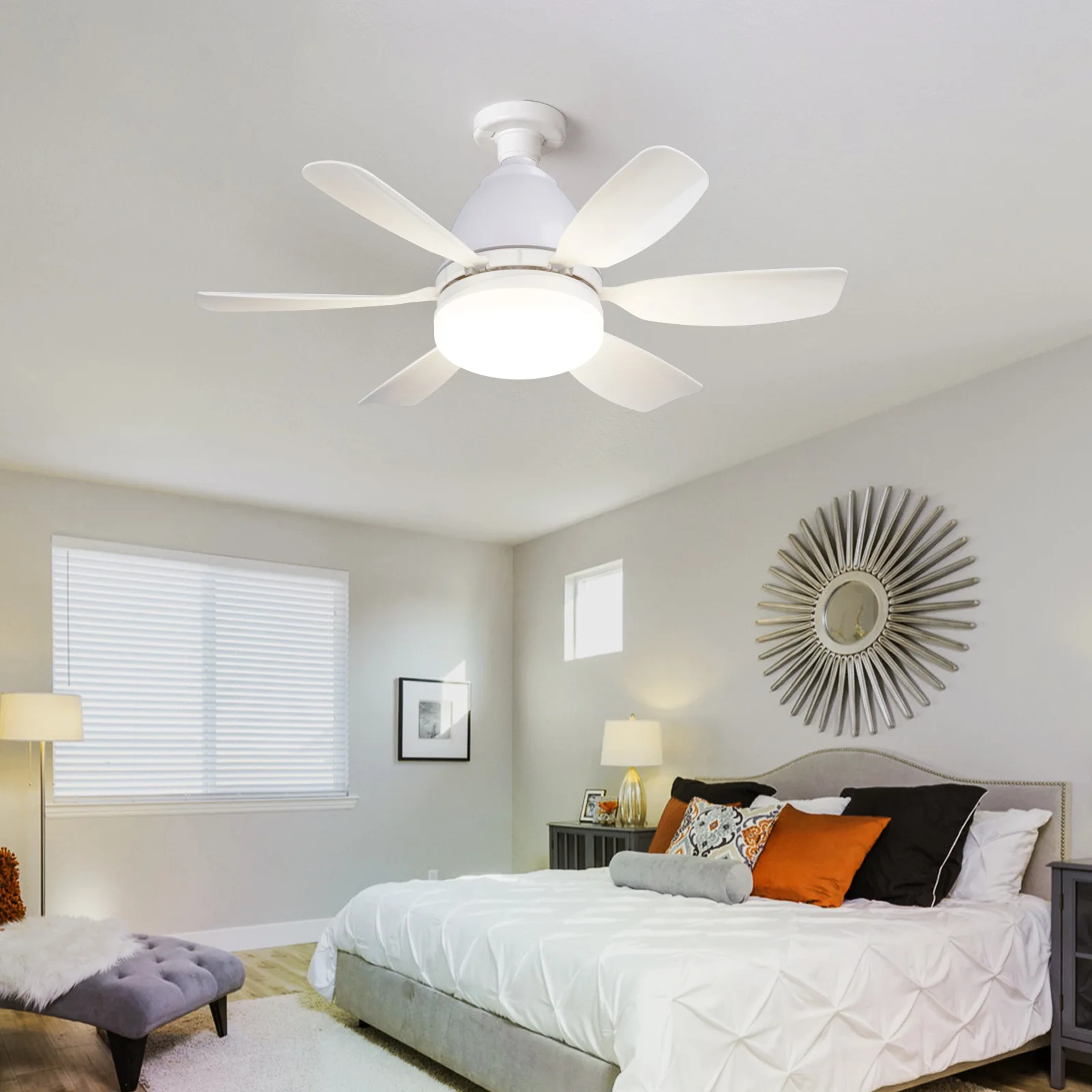 Noiseless Socket Fan Light With Remote Small Ceiling Fans Dimmable LED Light Bluetooth Speaker 0