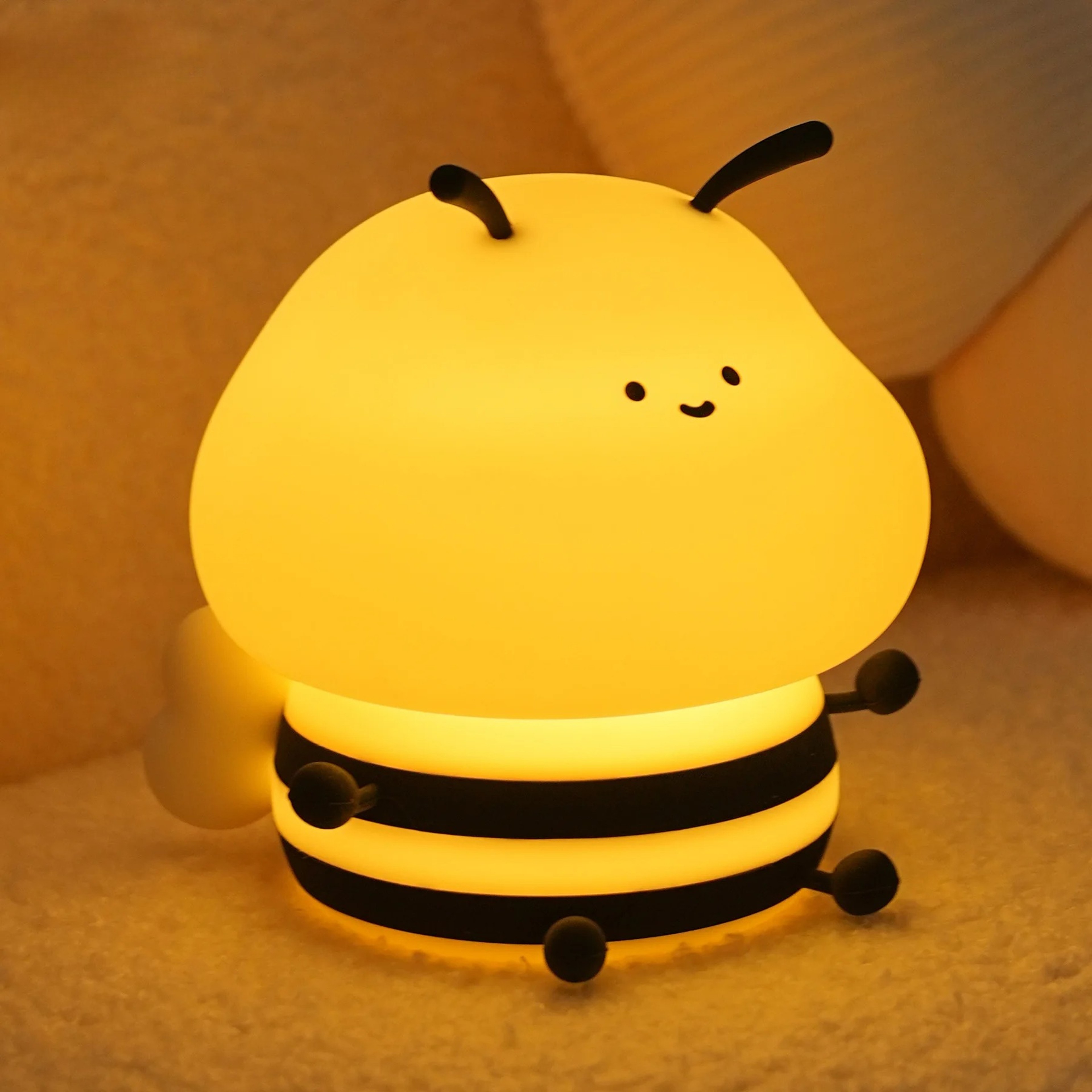 Bee Cartoon Animals Silicone Lamp LED USB Rechargeable Night Light Touch Control For Children Sleep 0