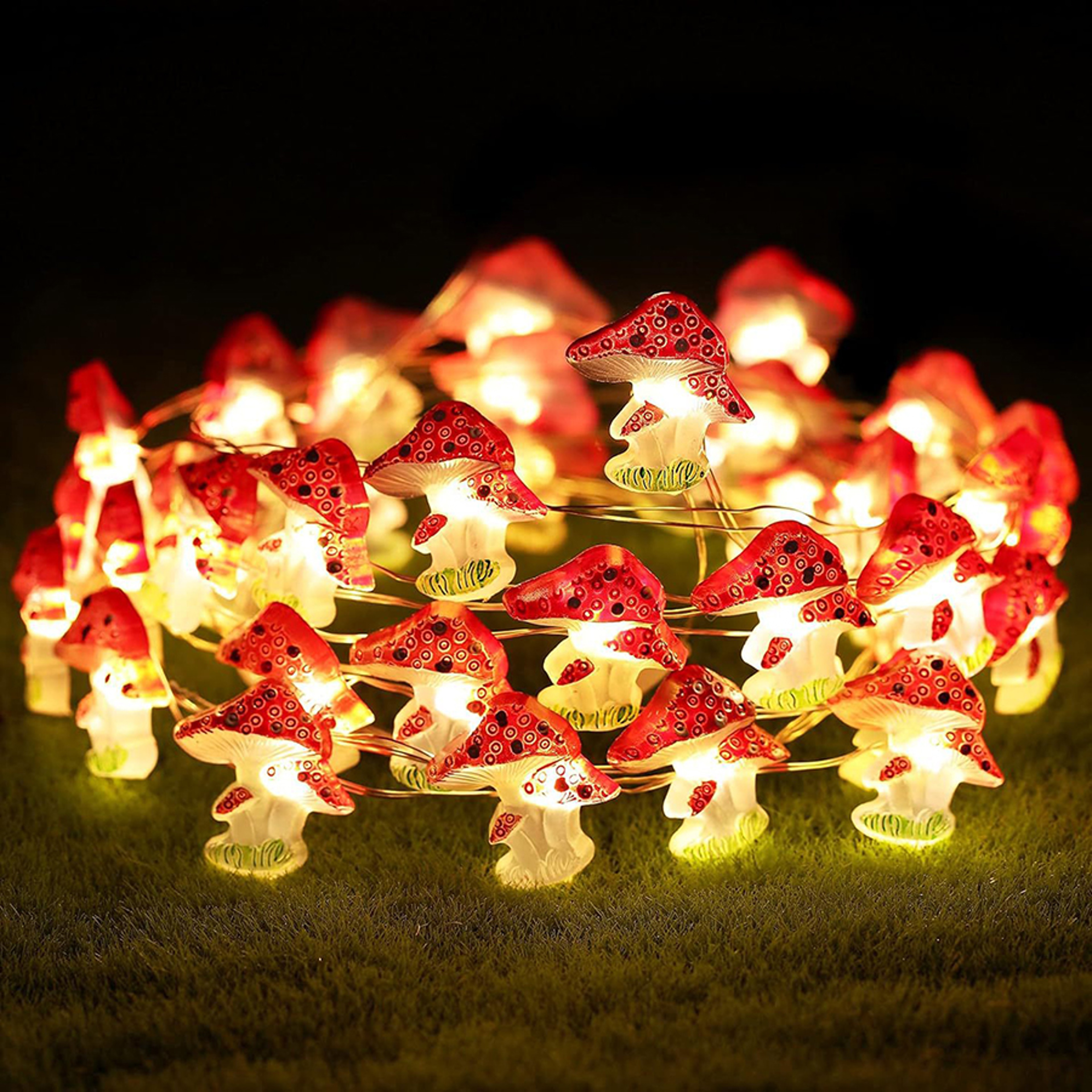 LED Mushroom Light Copper Wire Light String Micro Landscape Decorative Light For Easter Colorful Li 0