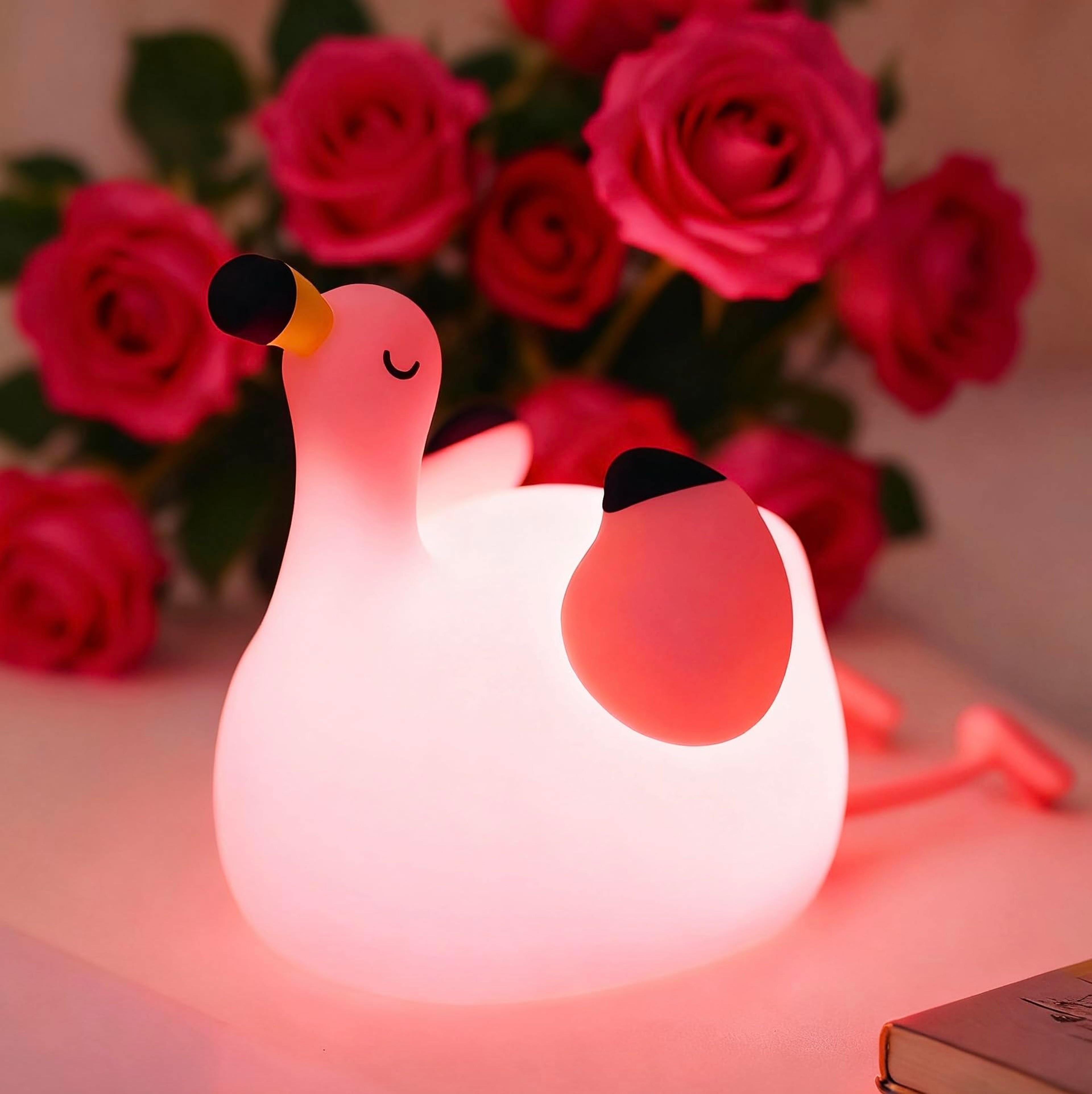 Pink Flamingo Night Light USB Rechargeable Dimmable Silicone Animal Night Lamp For Kids Room Bedroo 0