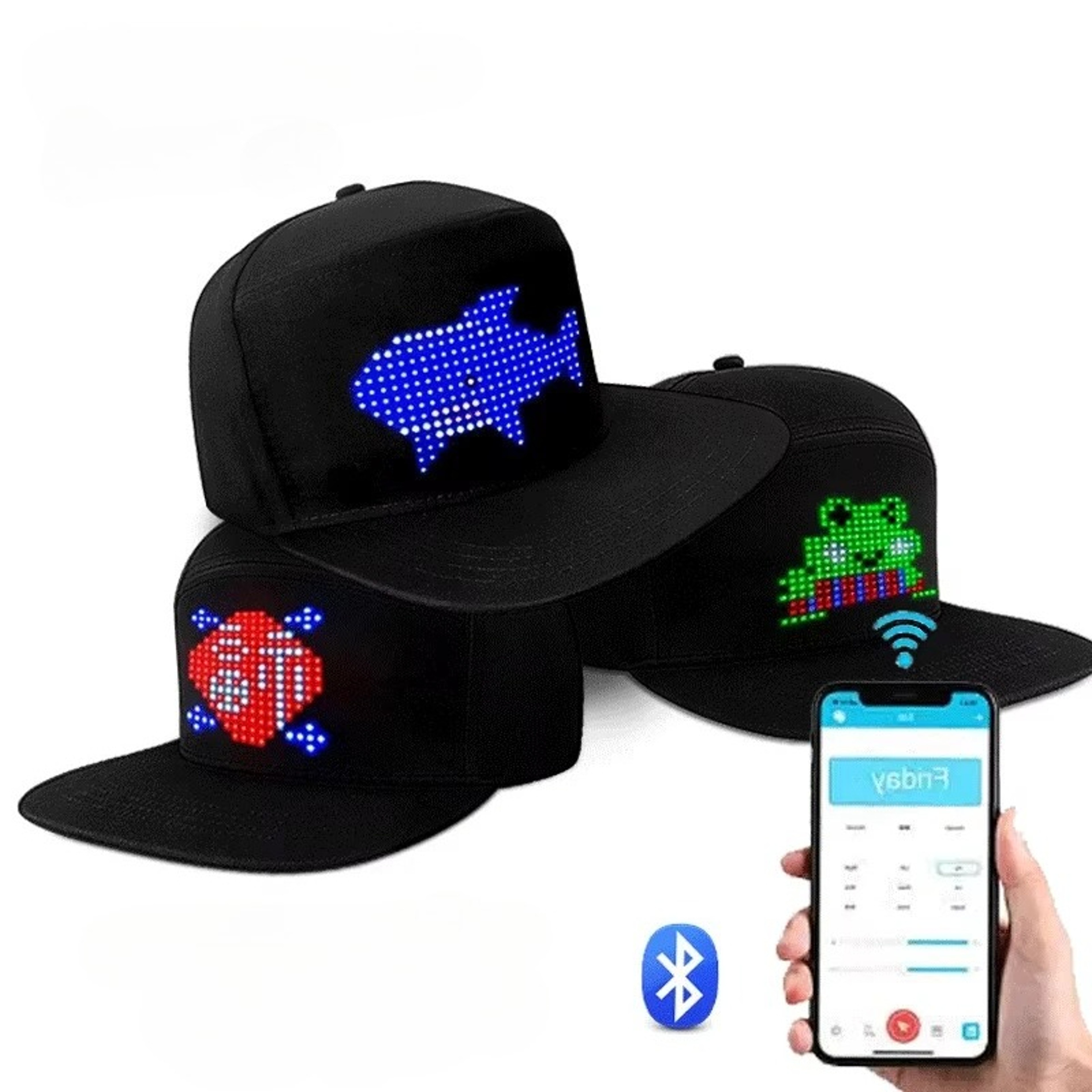 Hat Programmable Hip Hop Cap With App Bluetooth Control For Festival Party Club Christmas Concert H 2