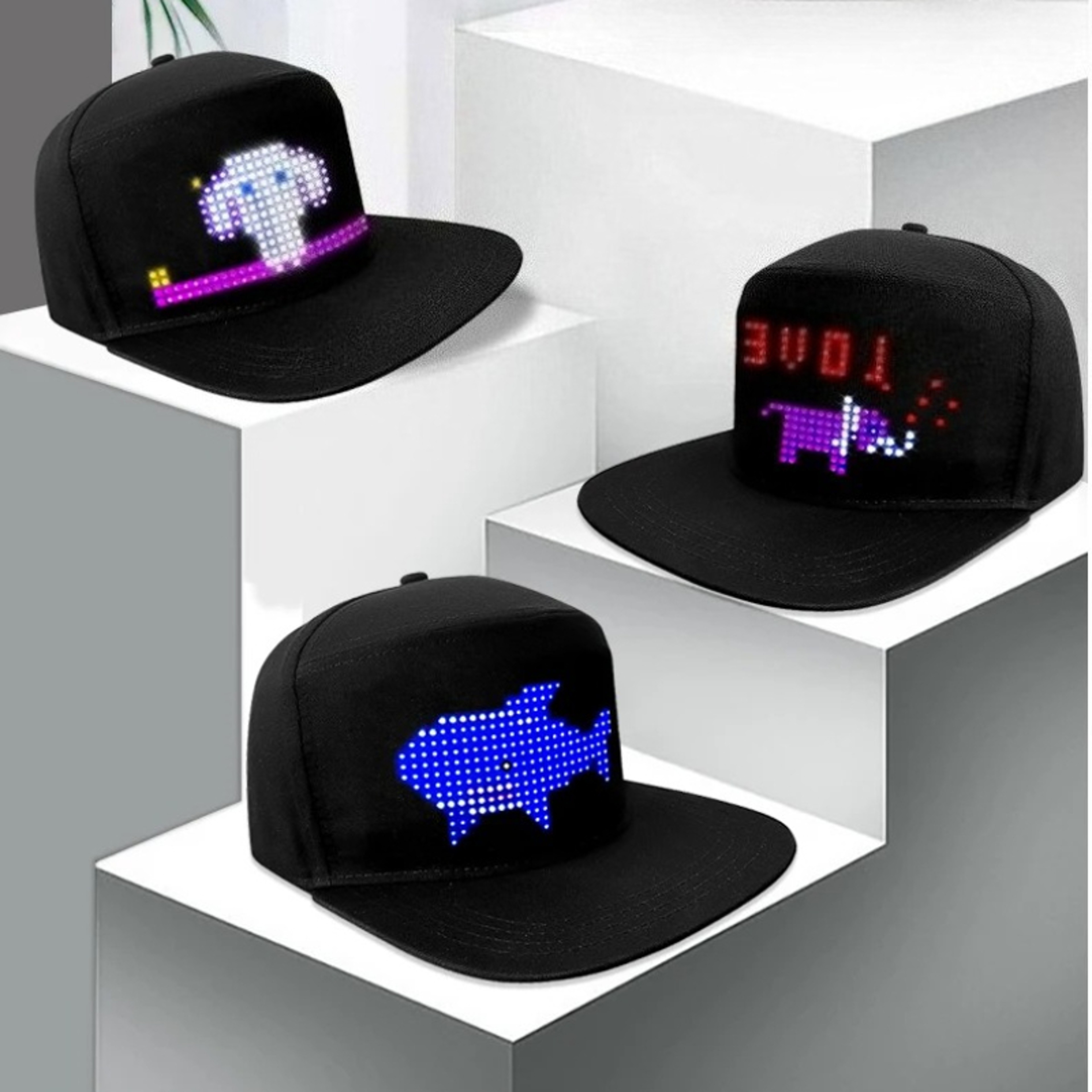 Hat Programmable Hip Hop Cap With App Bluetooth Control For Festival Party Club Christmas Concert H 3
