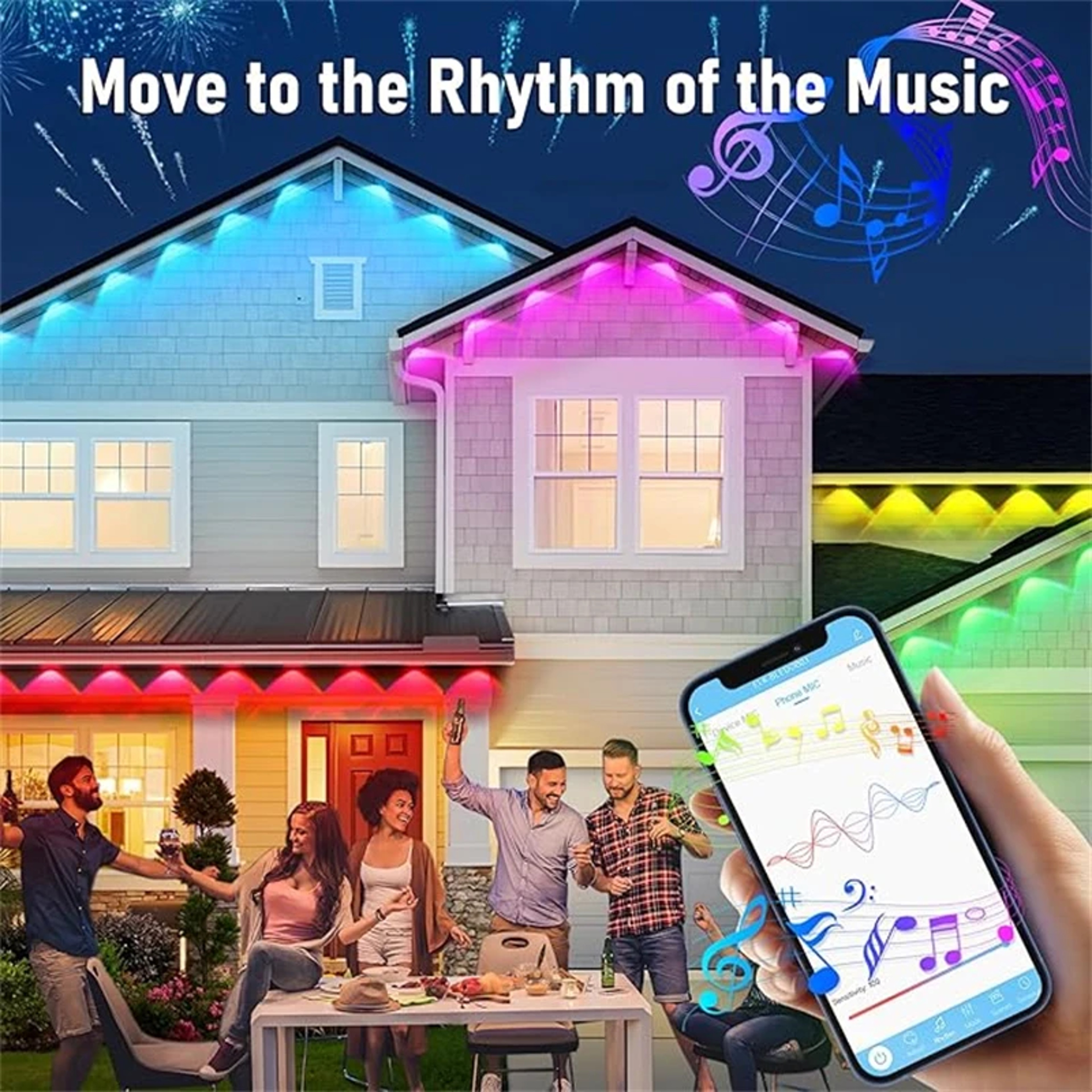 Smart RGB Eave Lights, LED String Lights for Outdoor, App & Remote Controlled, Permanent DIY Christmas, New Year, – view 3
