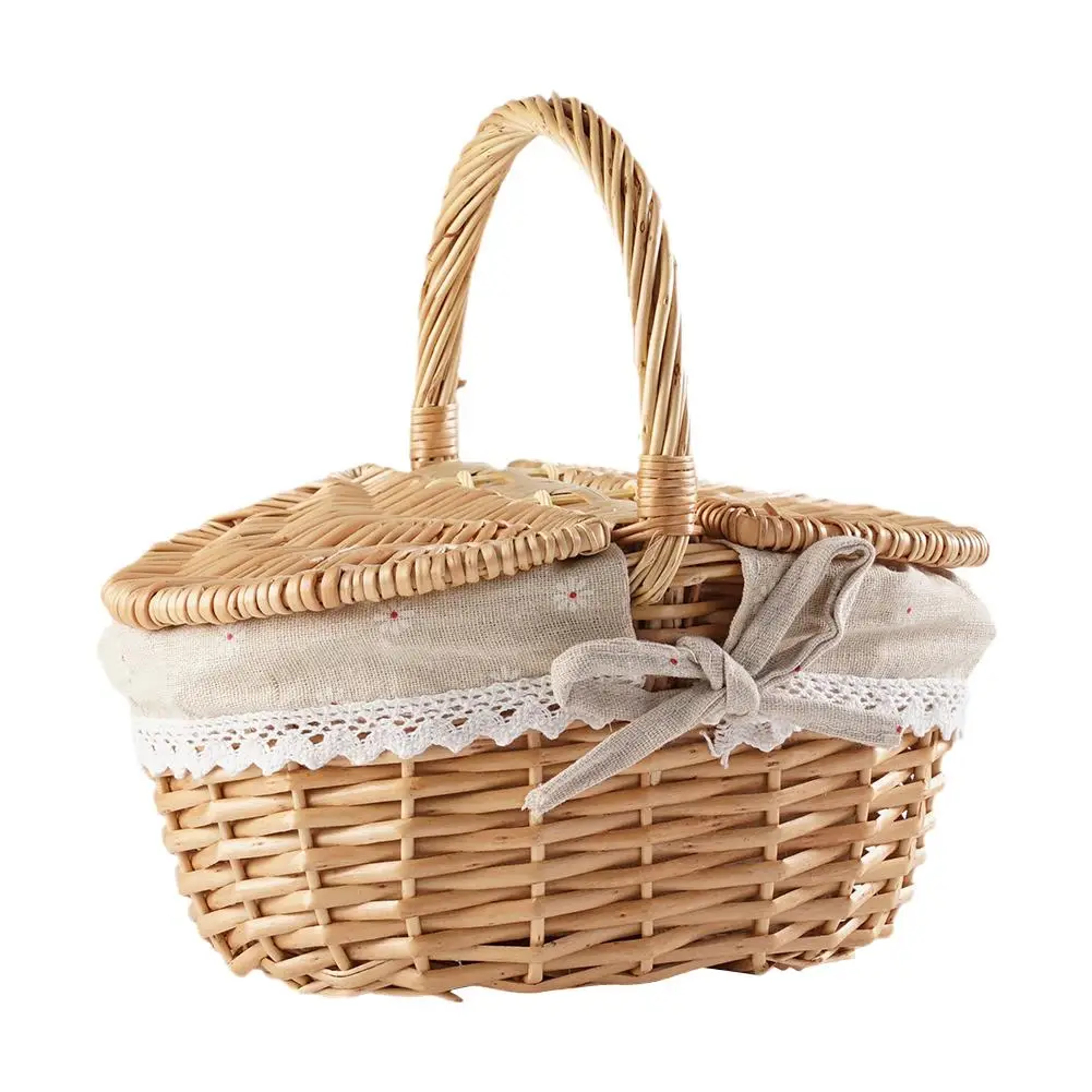 Wicker Picnic Basket with Lid, Handheld Woven Basket, Portable Storage Hamper for Fruits, Snacks, and Sweets for Outdoor – view 7