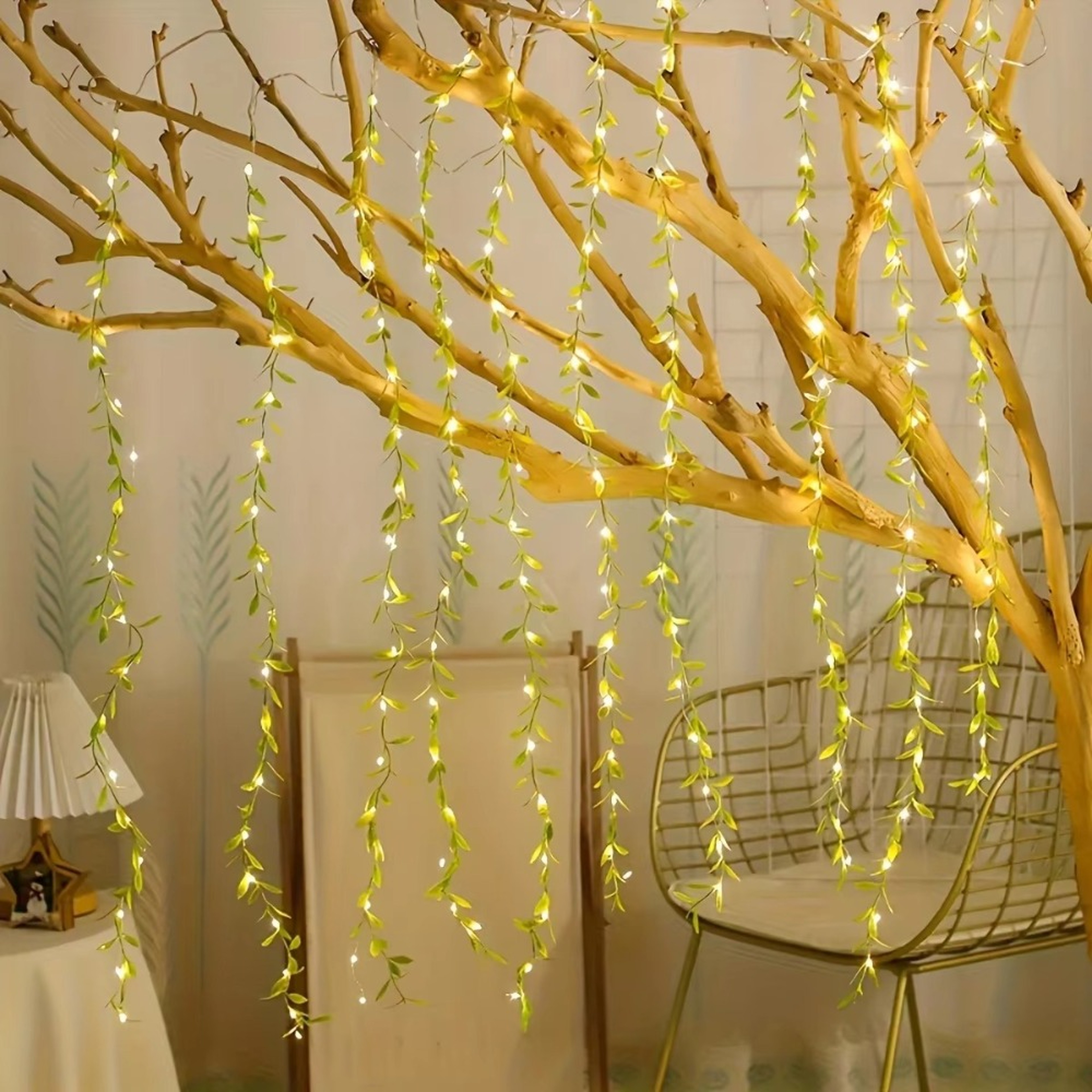 Battery Box Powered Green Willow Light Indoor Bedroom Living Room Kid Room Patio Party Festival Dec 1