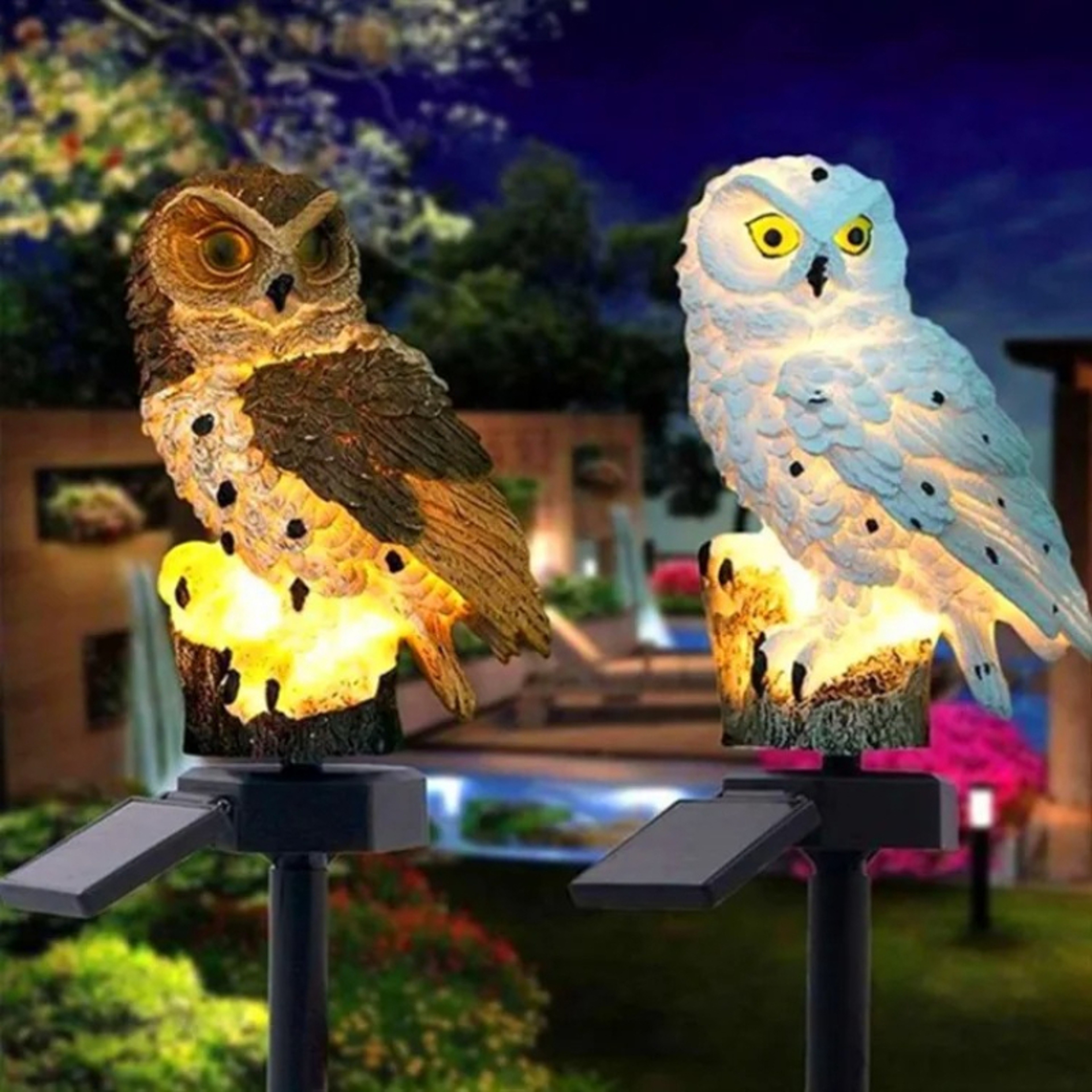 Garden Solar Light Outdoor Decor Resin Owl Solar LED Light With Stake Waterproof Animal Light For F 0
