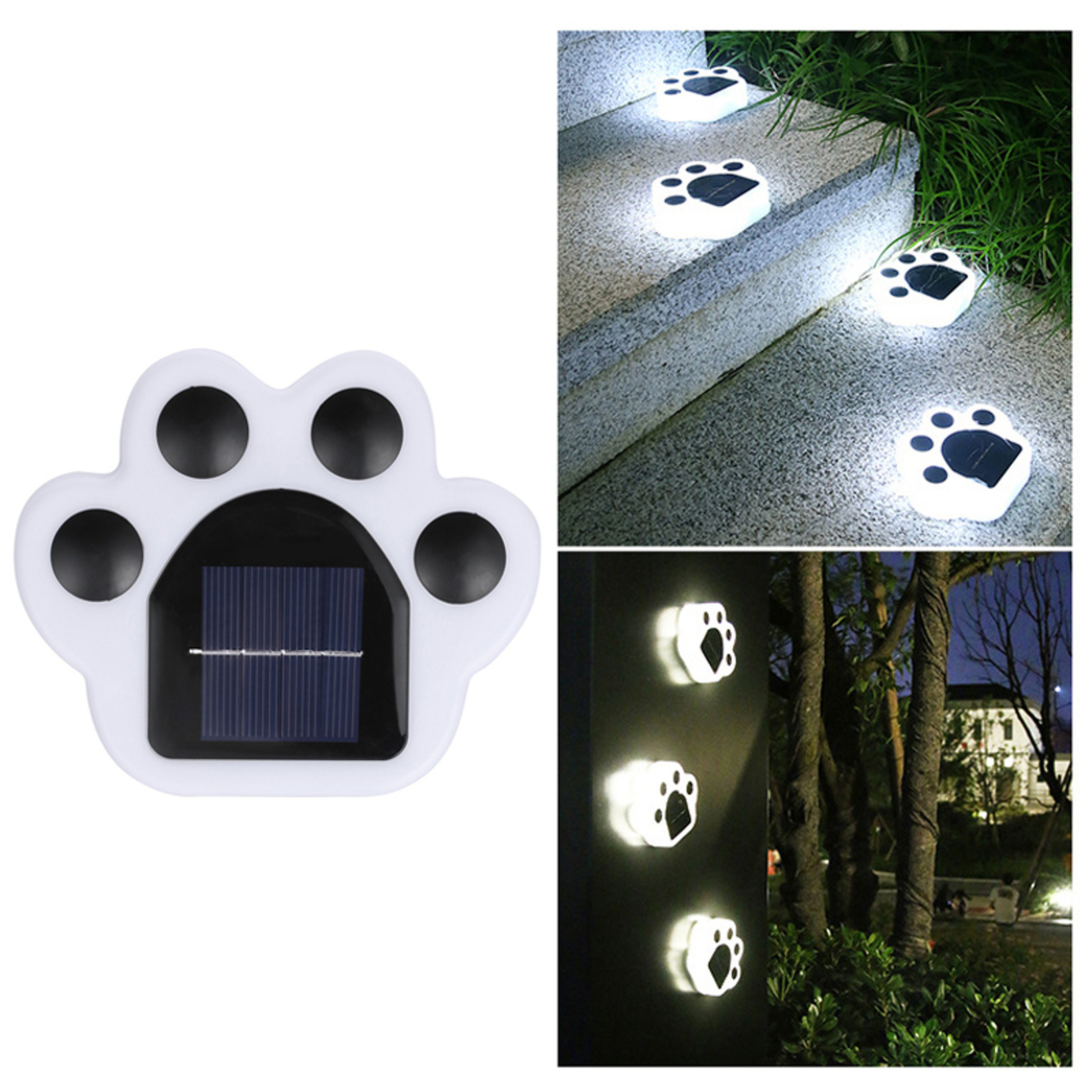 Solar Powered Outdoor Waterproof Lawn Light Bears Paw Shaped Cute Night Light For Garden Pathway Pa 4