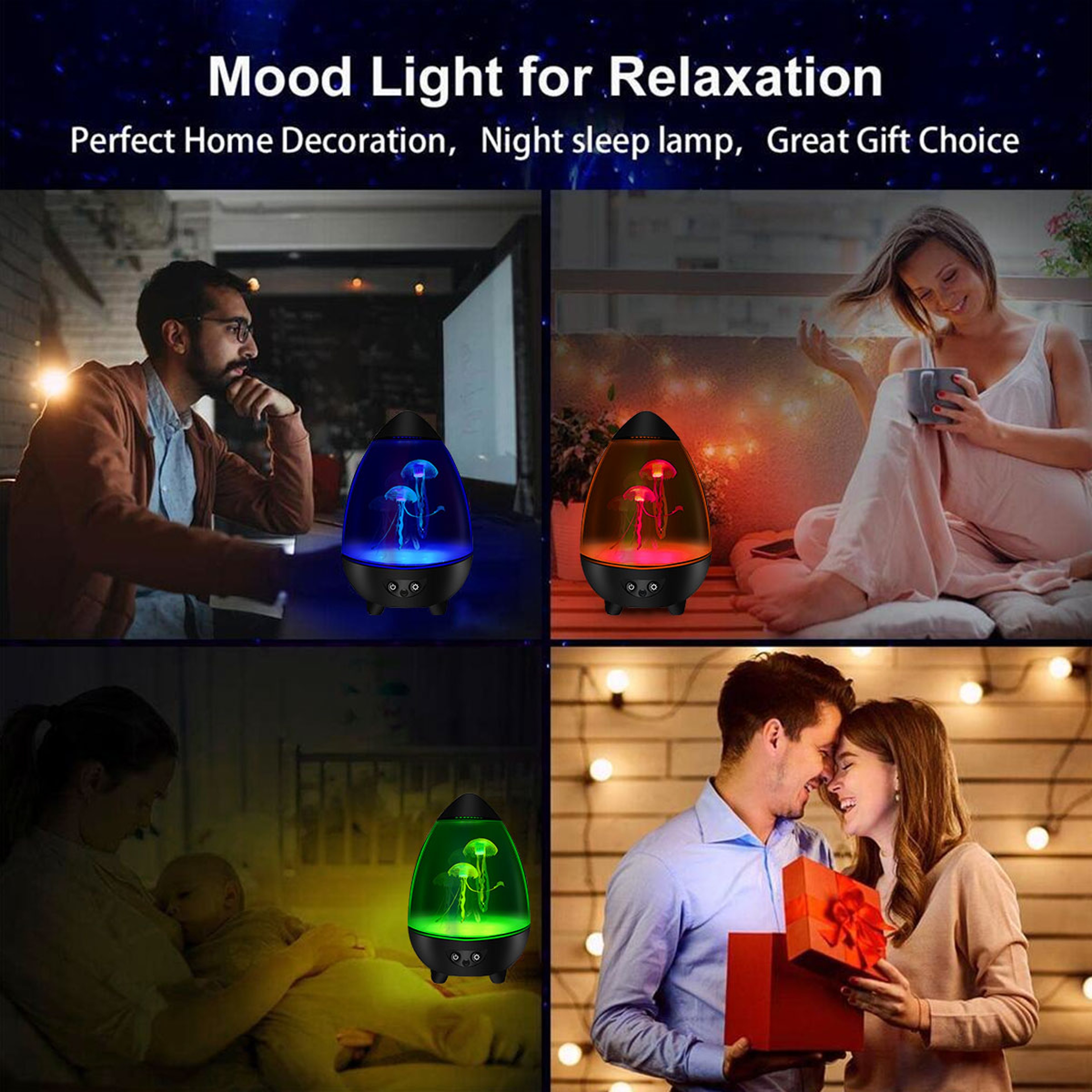 Egg Shell Cone Jellyfish Lamp Night Light USB Recharging Color Changing Desk Lamp Ideal For Bedroom 4