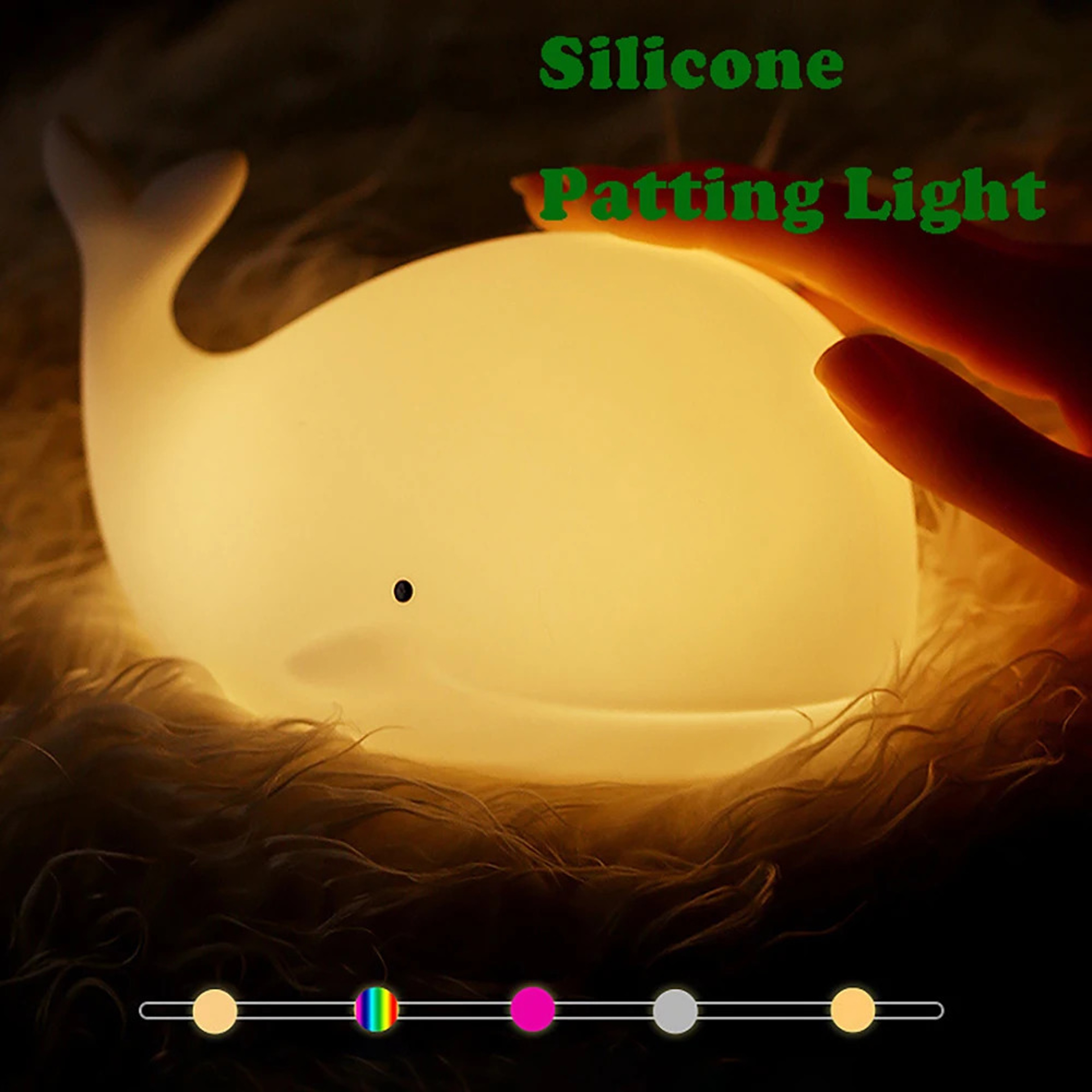 Cartoon Whale Night Light, Soft Silicone USB Rechargeable, Kids Bedroom Sleep Lamp, Night Lighting Decor for Children – view 2