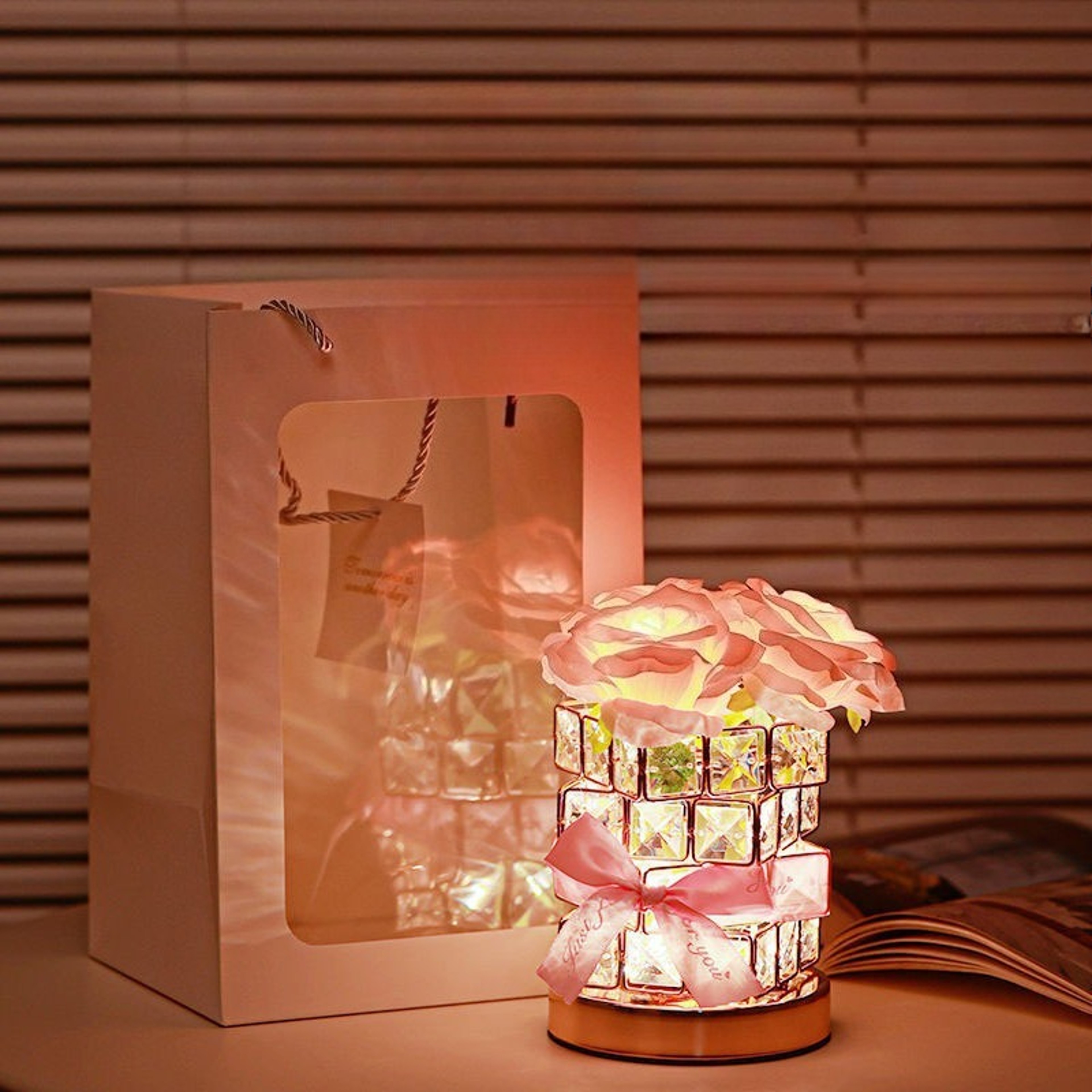 Rubiks Cube Rose Night Light Table Lamp, Atmosphere Gift for Bedroom, Living Room, Birthday, Valentines Day Decor – view 4