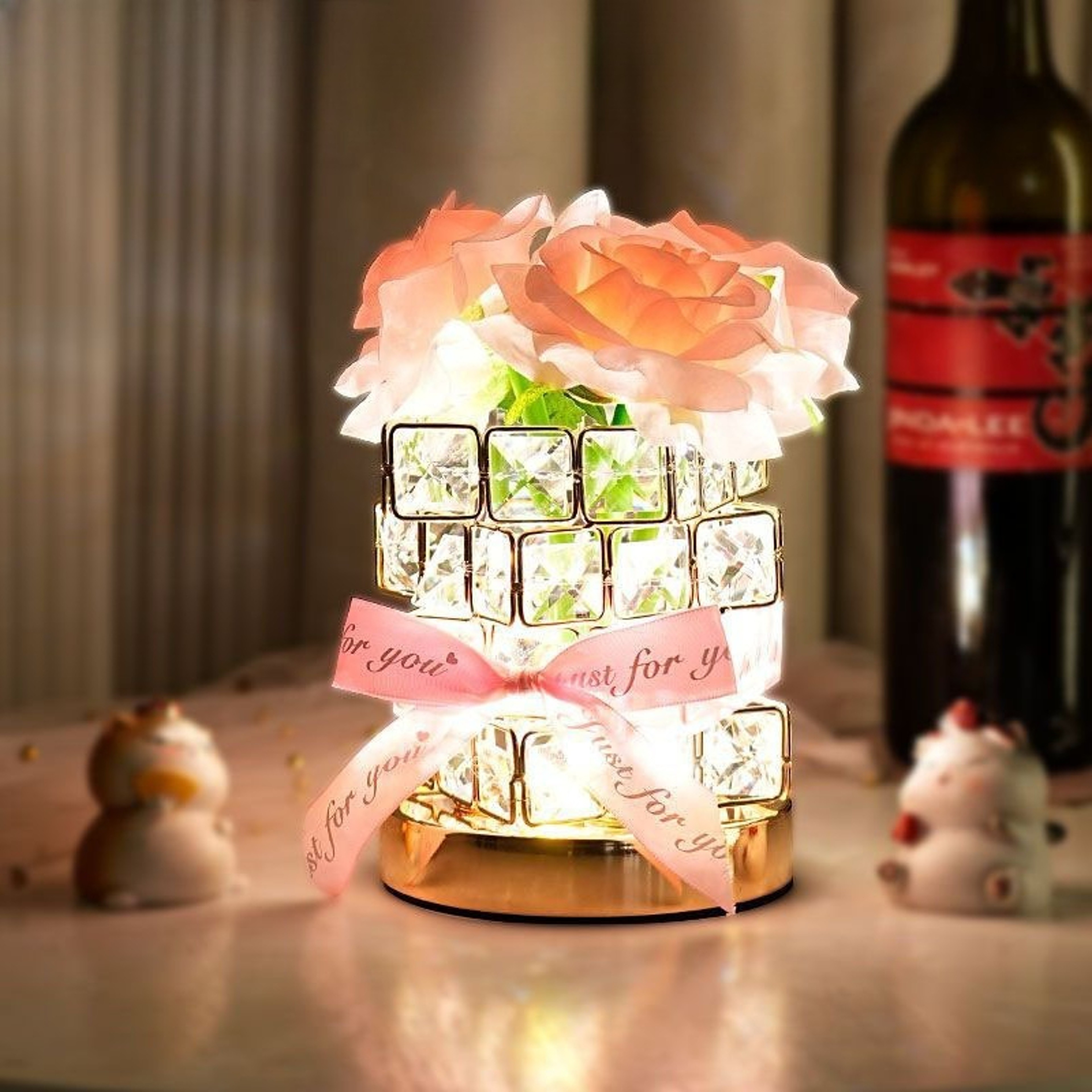 Rubiks Cube Rose Night Light Table Lamp, Atmosphere Gift for Bedroom, Living Room, Birthday, Valentines Day Decor – view 5