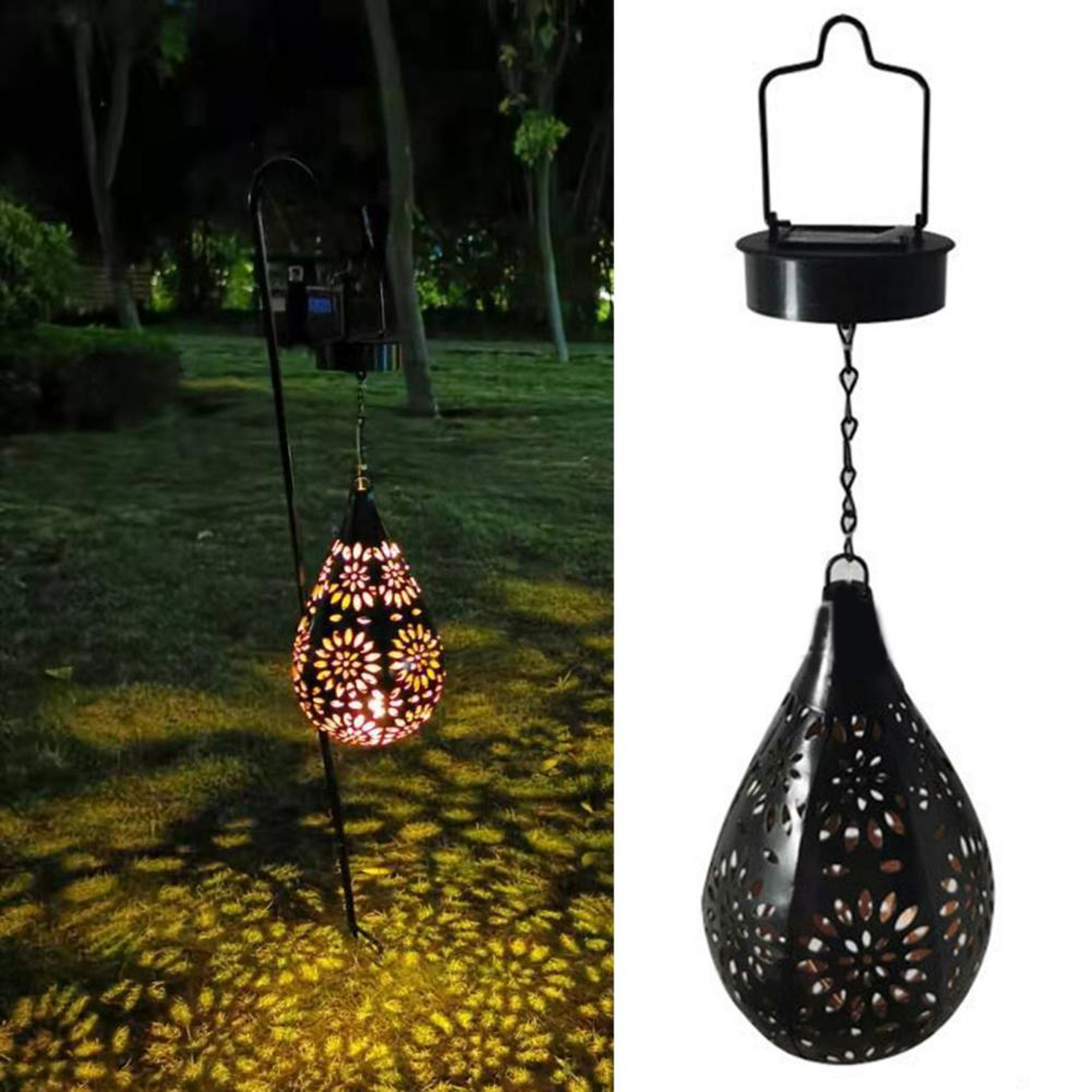 Solar Powered Outdoor Lantern, Waterproof Light, Hollowed-out Iron Art, Solar Decorative Projection Light Lamp for Yard – view 4