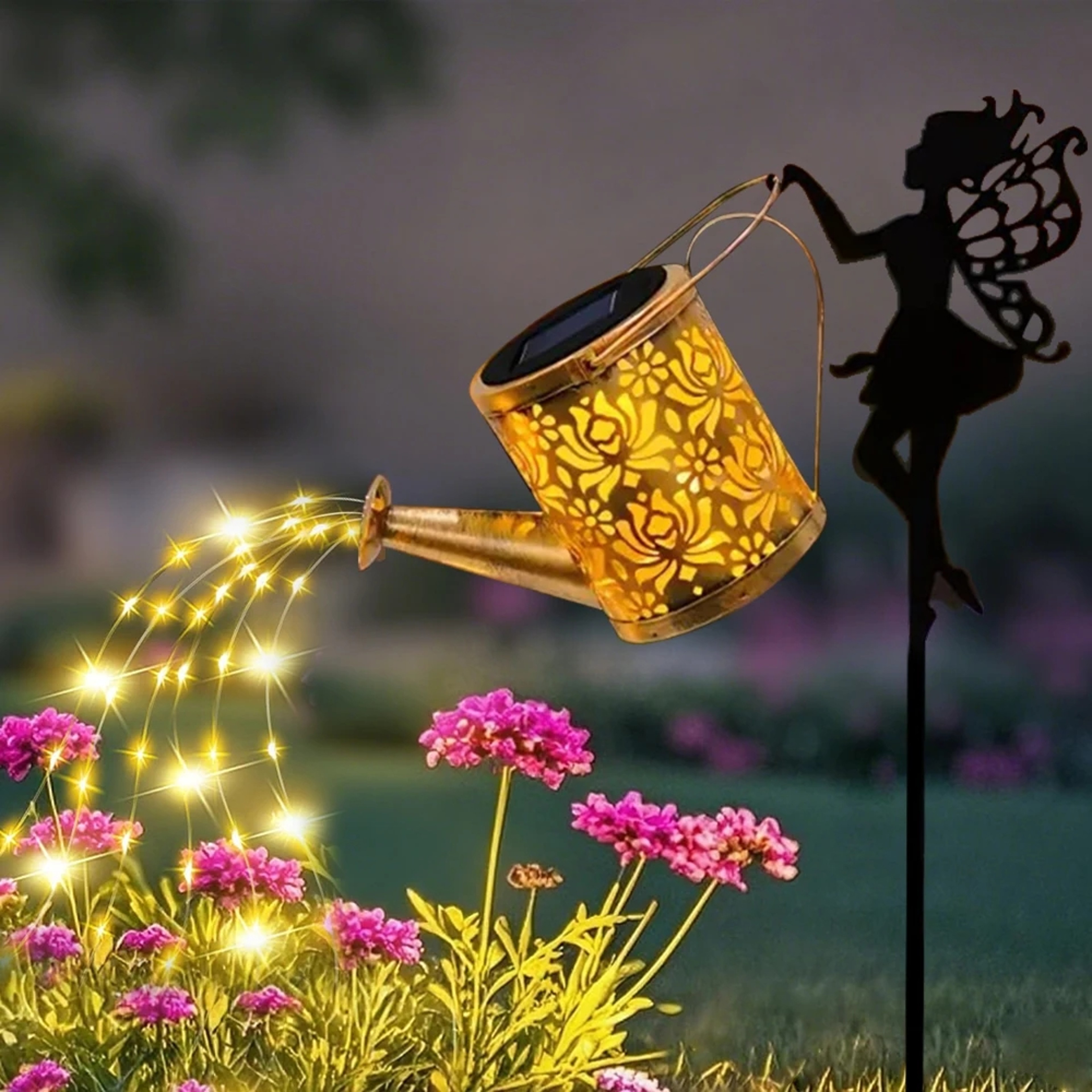 Solar Fairy Watering Can Lights Waterproof Garden Lights Outdoor Hanging LED Solar Kettle Lamp For  0