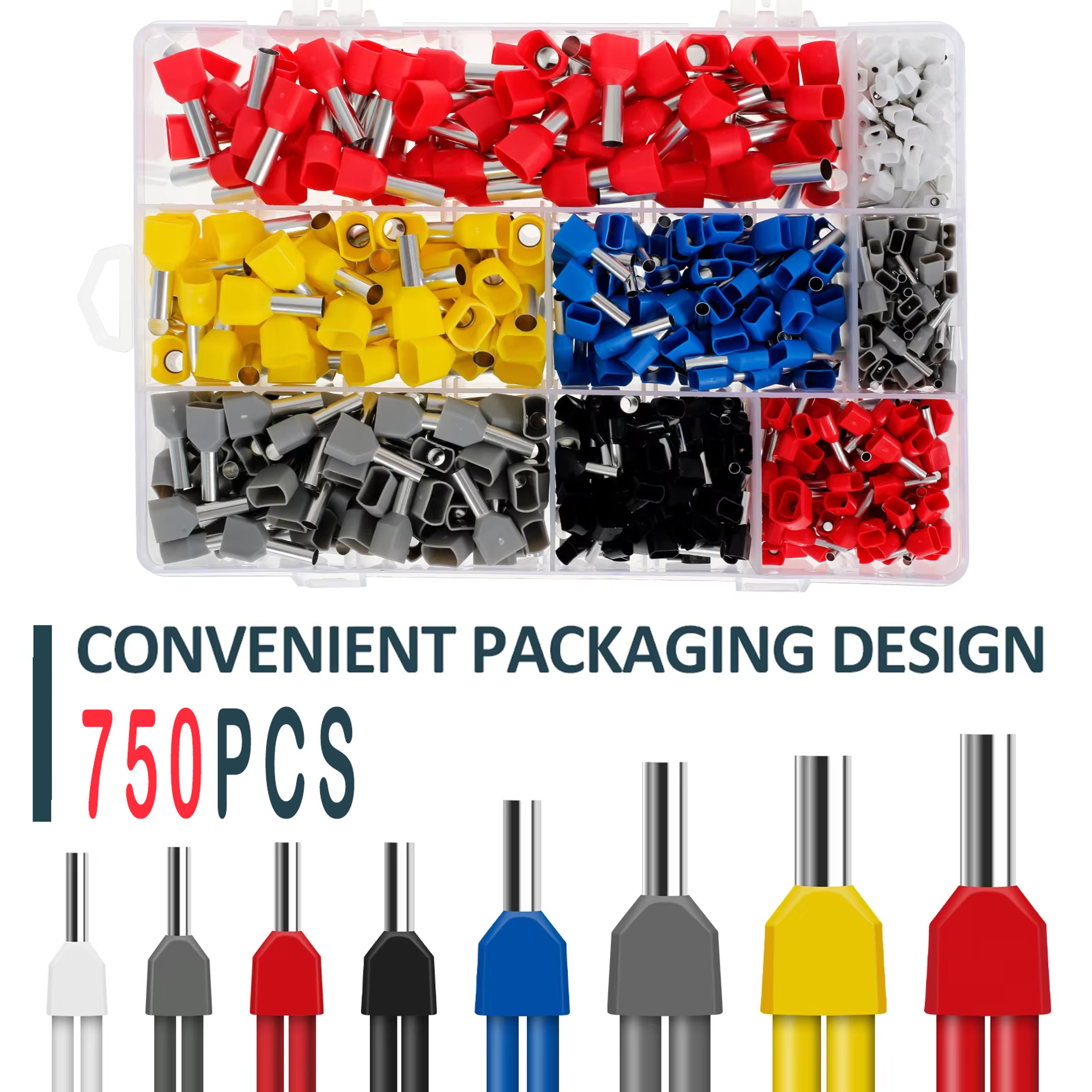 Double Wire End Ferrules Kit Multi Purpose Reliable Twin Wire End Ferrules With Box Easy To Utilize 2