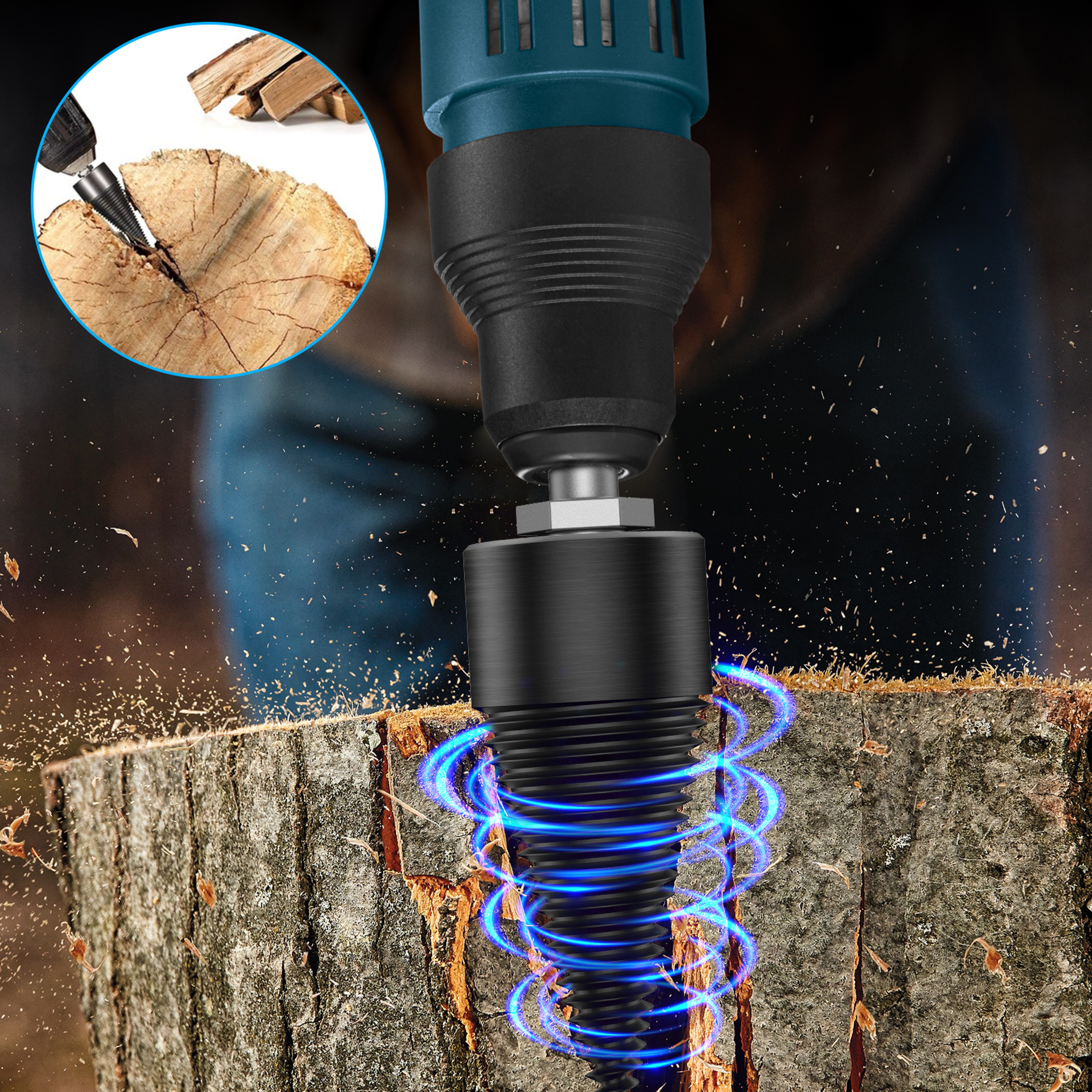 Firewood Log Splitter Sturdy HighCarbon Steel Wood Log Splitter Screw Cones Drill Bit HexRoundSquar 1