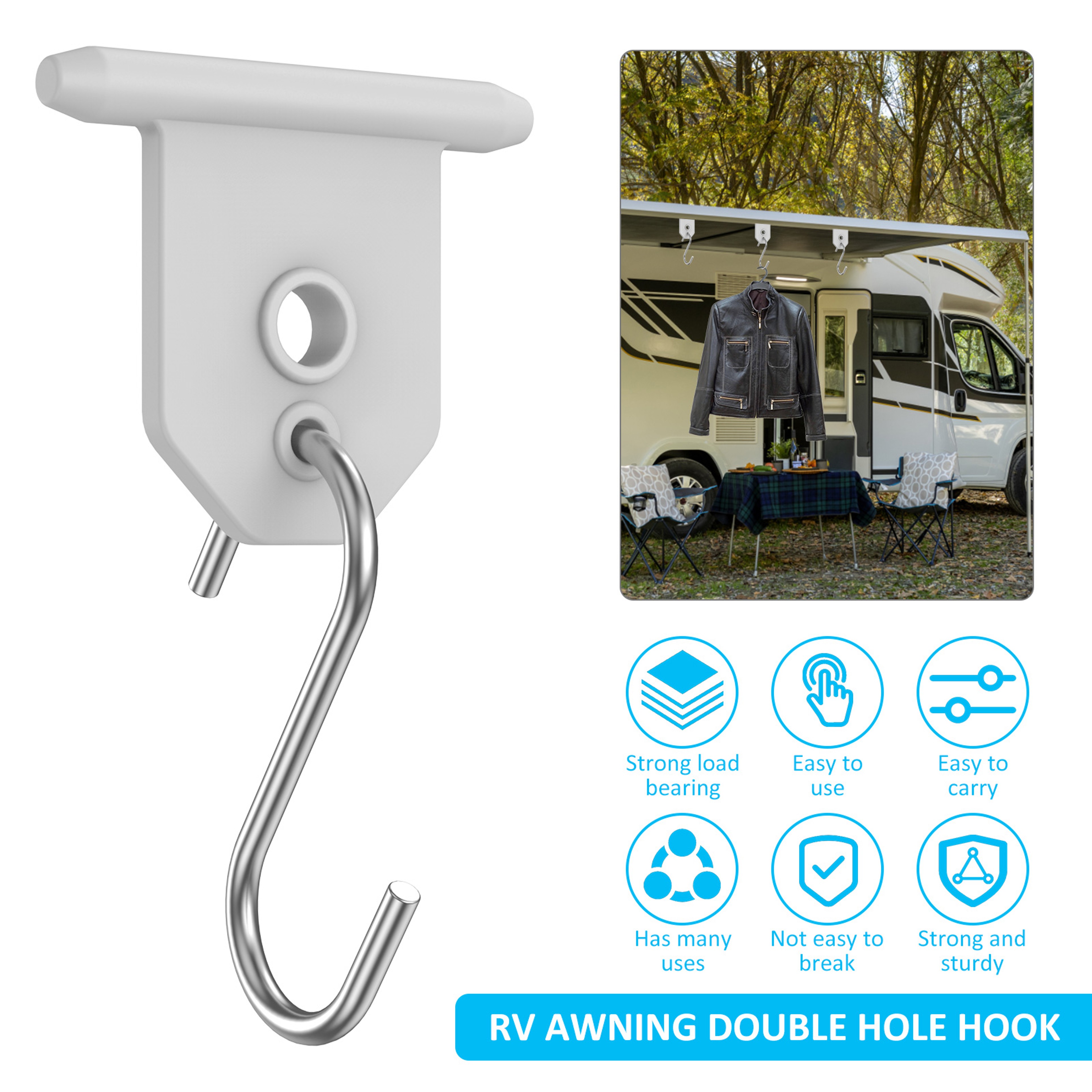 Sturdy Awning Hooks For RV Shaped Camping Awning Hooks Metal Party Light Hangers For Hats Outdoor C 3