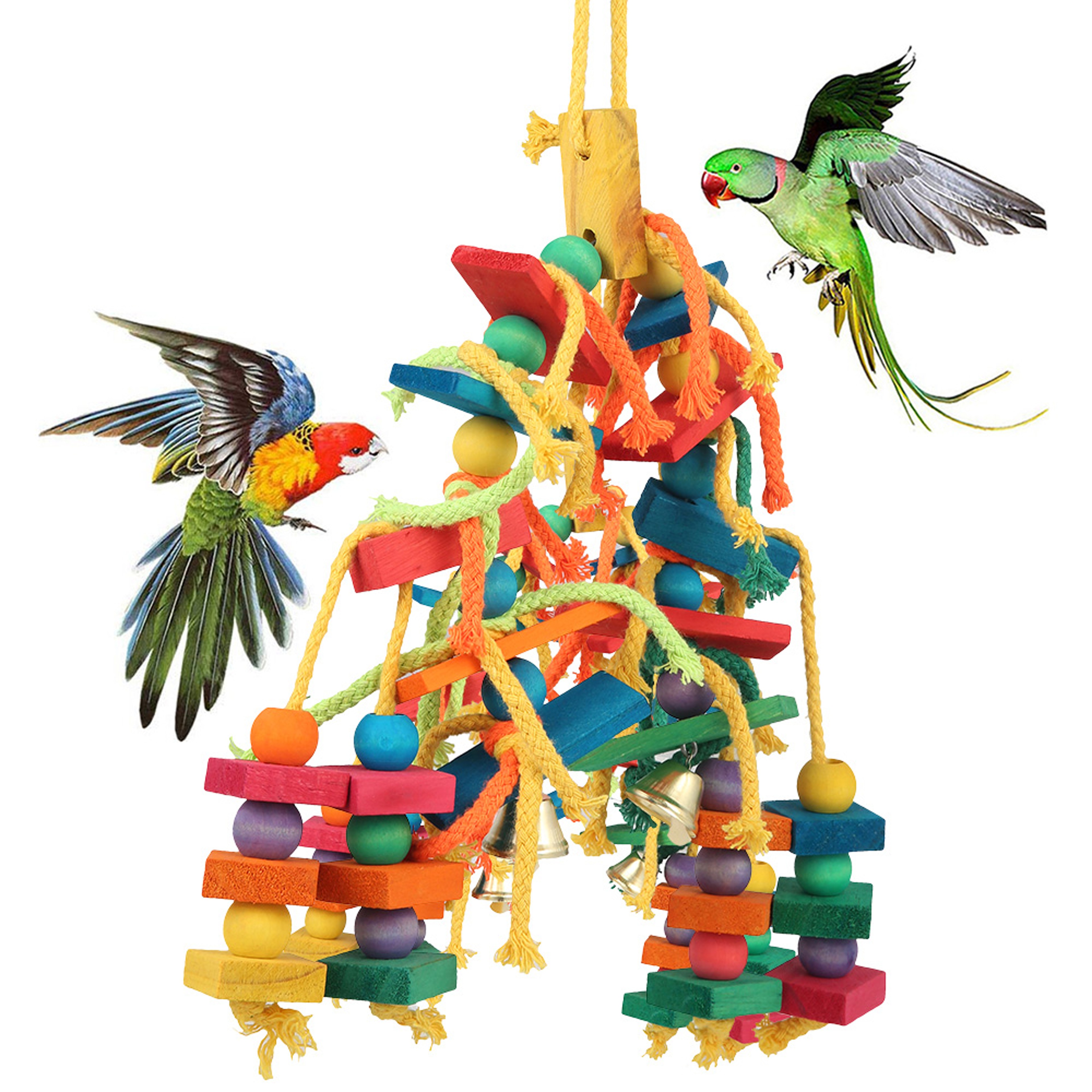 Wood Parrot Bird Toys Love Bird Cage Funny Training Toy Cotton Rope Parrot Toy Bite Resistant Bird  0