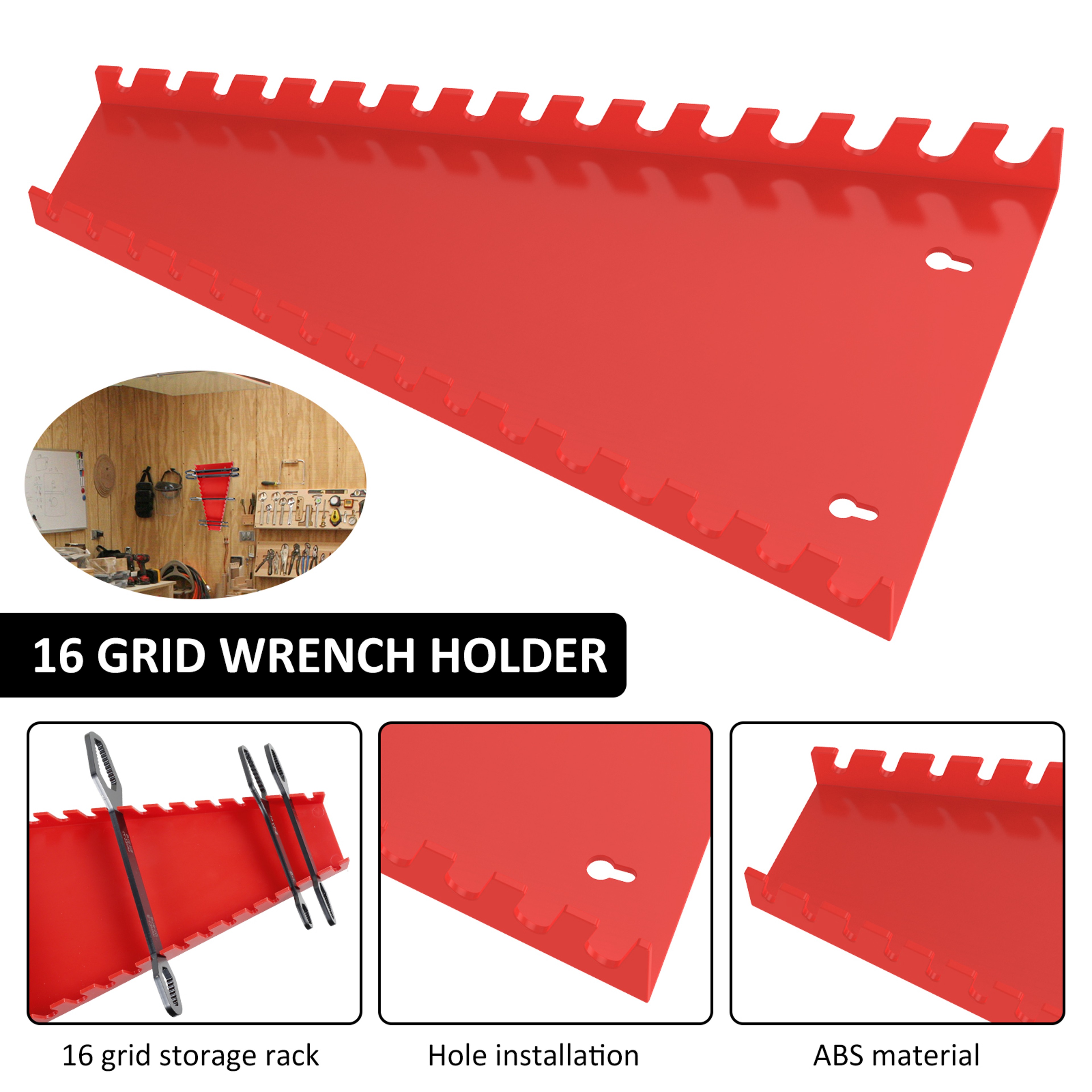 Wrench Spanner Holder Organizer Wall Mounted Tool Tray Rack Garage Storage Rail Bracket Household T 1