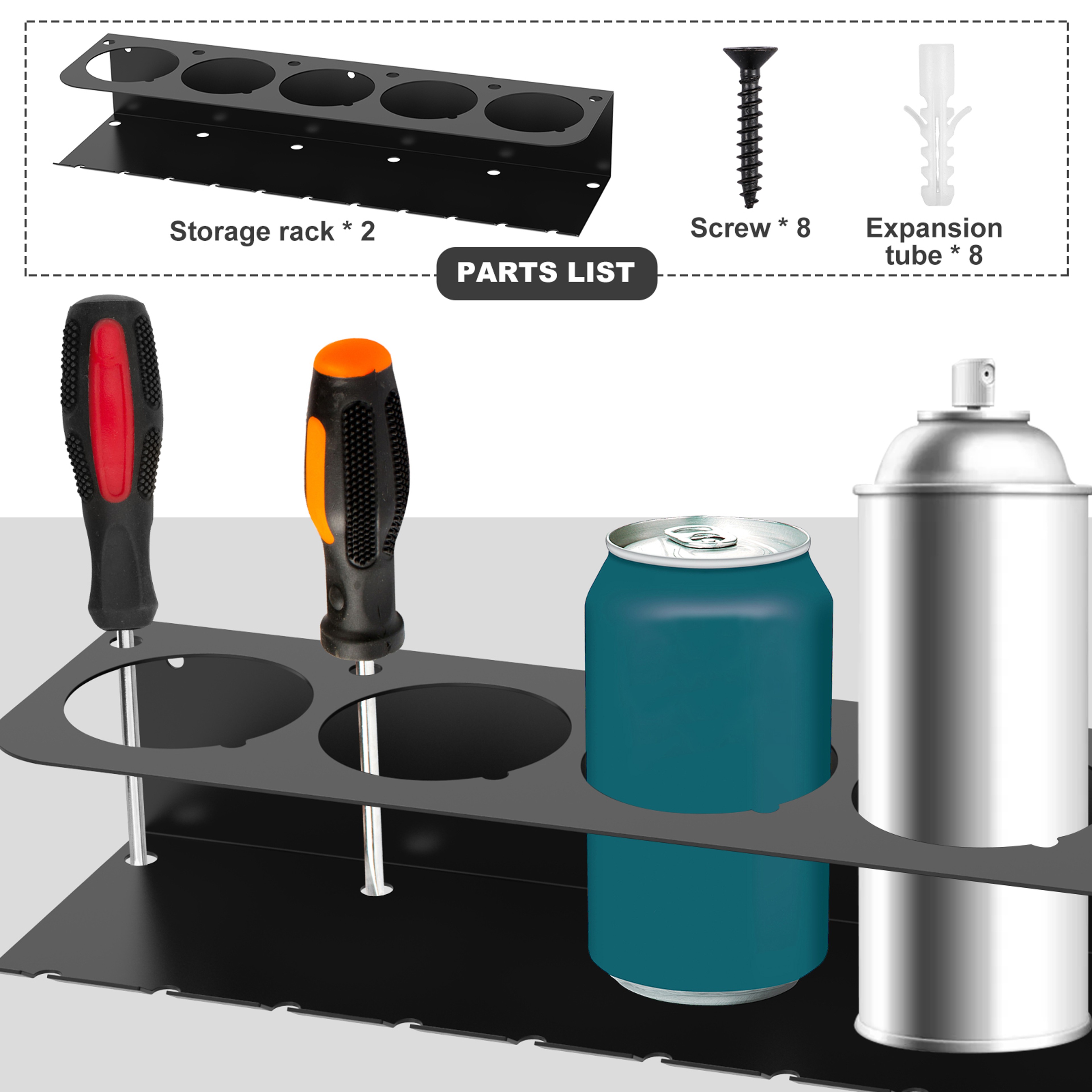 Carbon Steel Aerosol Spray Can Holder Large Opening Wall Mounted Aerosol Spray Organizer For Easy A