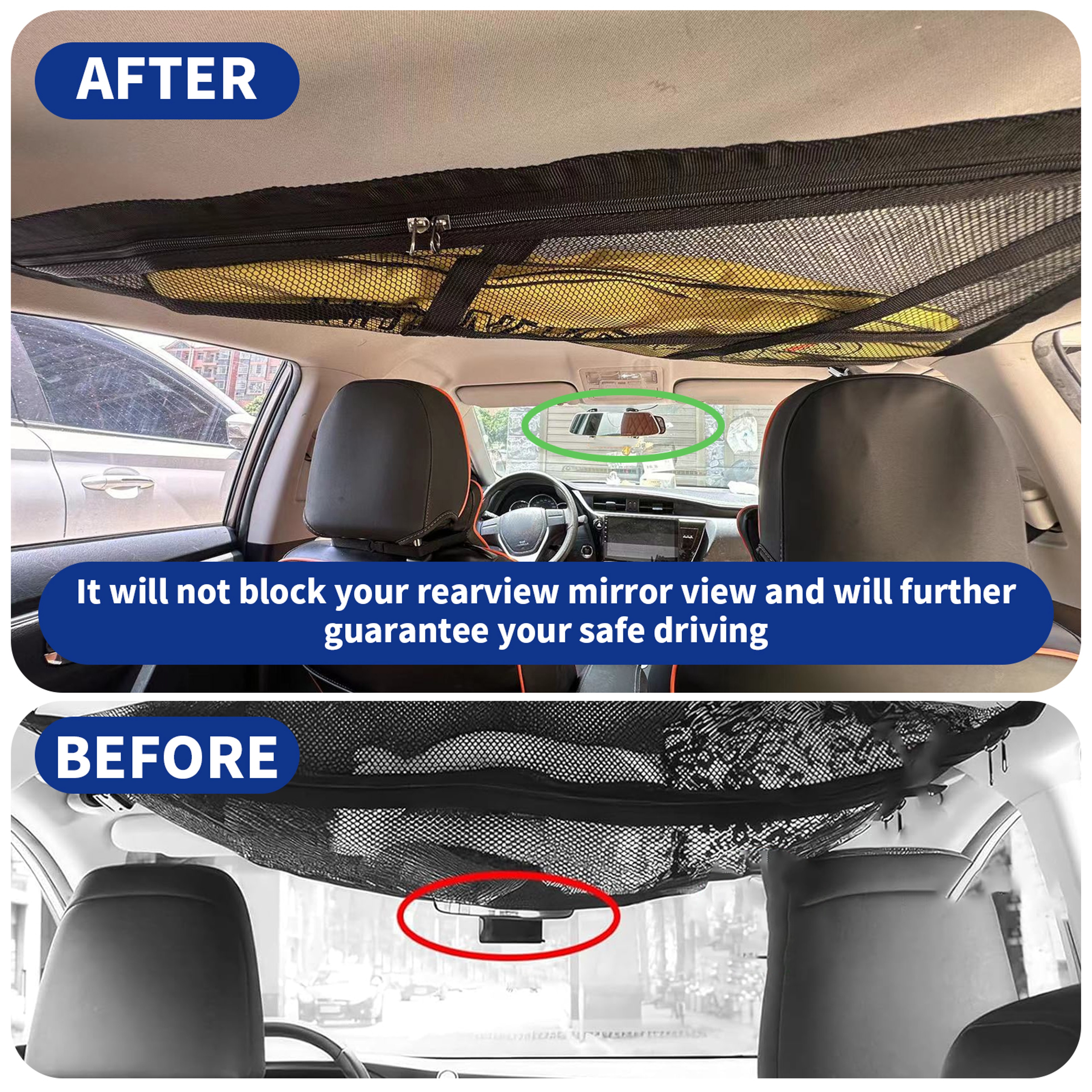 Triangular Ceiling Storage Net DoubleLayer Mesh Net AntiFall SUV Roof Organizer Adjustable Car Inte 2