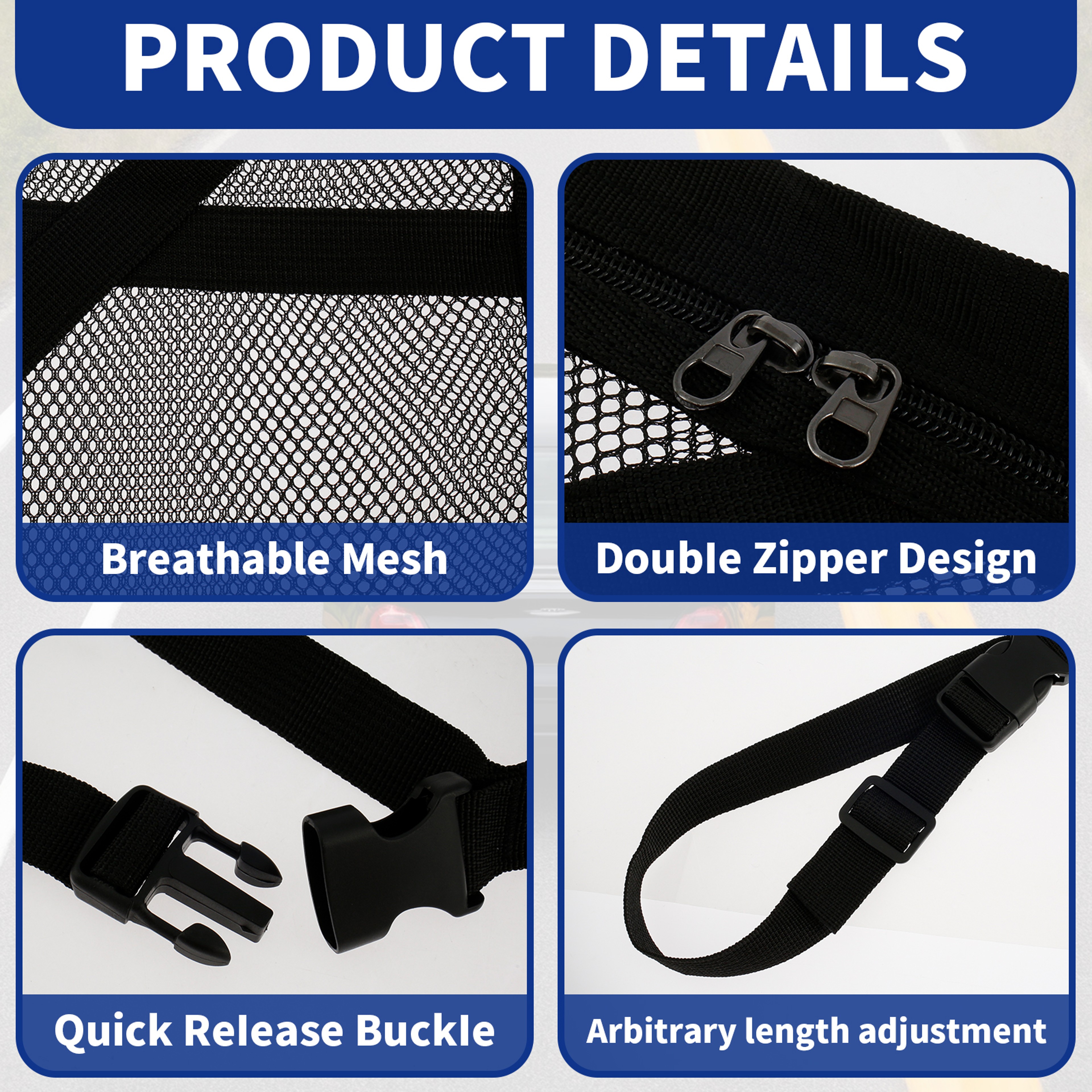 Triangular Ceiling Storage Net DoubleLayer Mesh Net AntiFall SUV Roof Organizer Adjustable Car Inte 3
