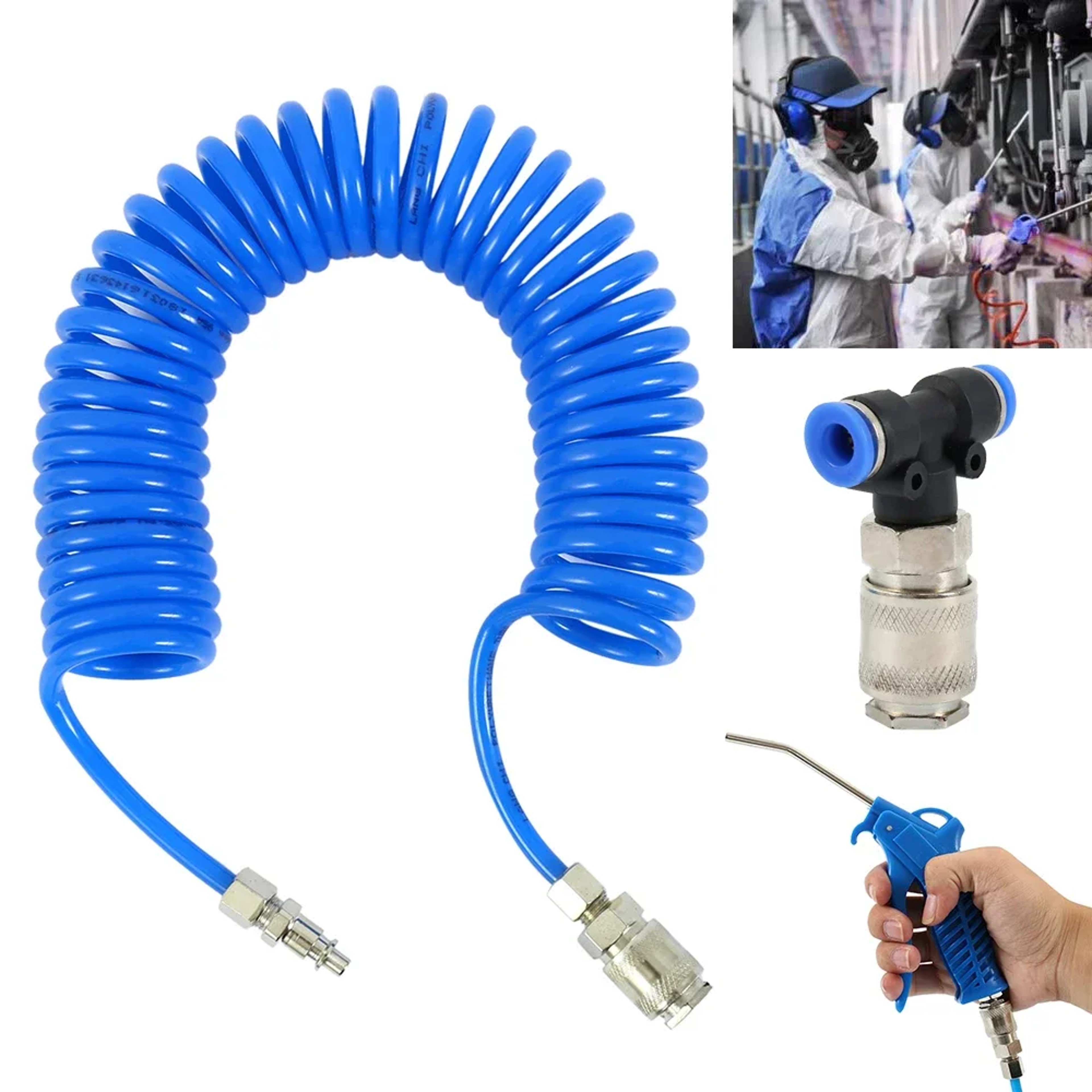 Air Duster Blow Gun Set, Pneumatic Dust Blowing Gun Kit, Plastic Air Pipe, Portable Dust Removal Tool – view 2
