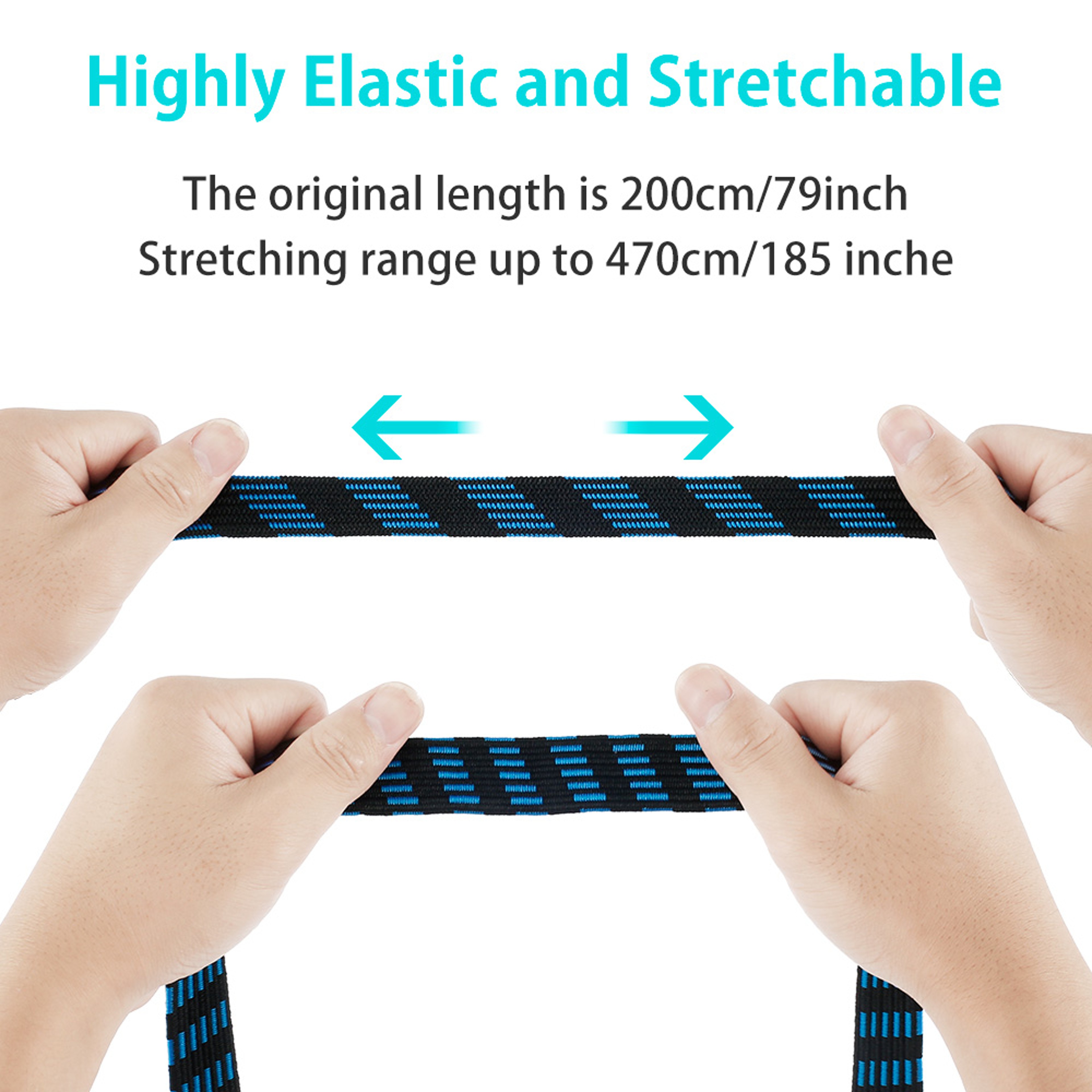 Bungee Cords Heavy Duty Elastic Bungees Cords With Hooks AntiSlip Flat Elasticity Rope For Luggage 4