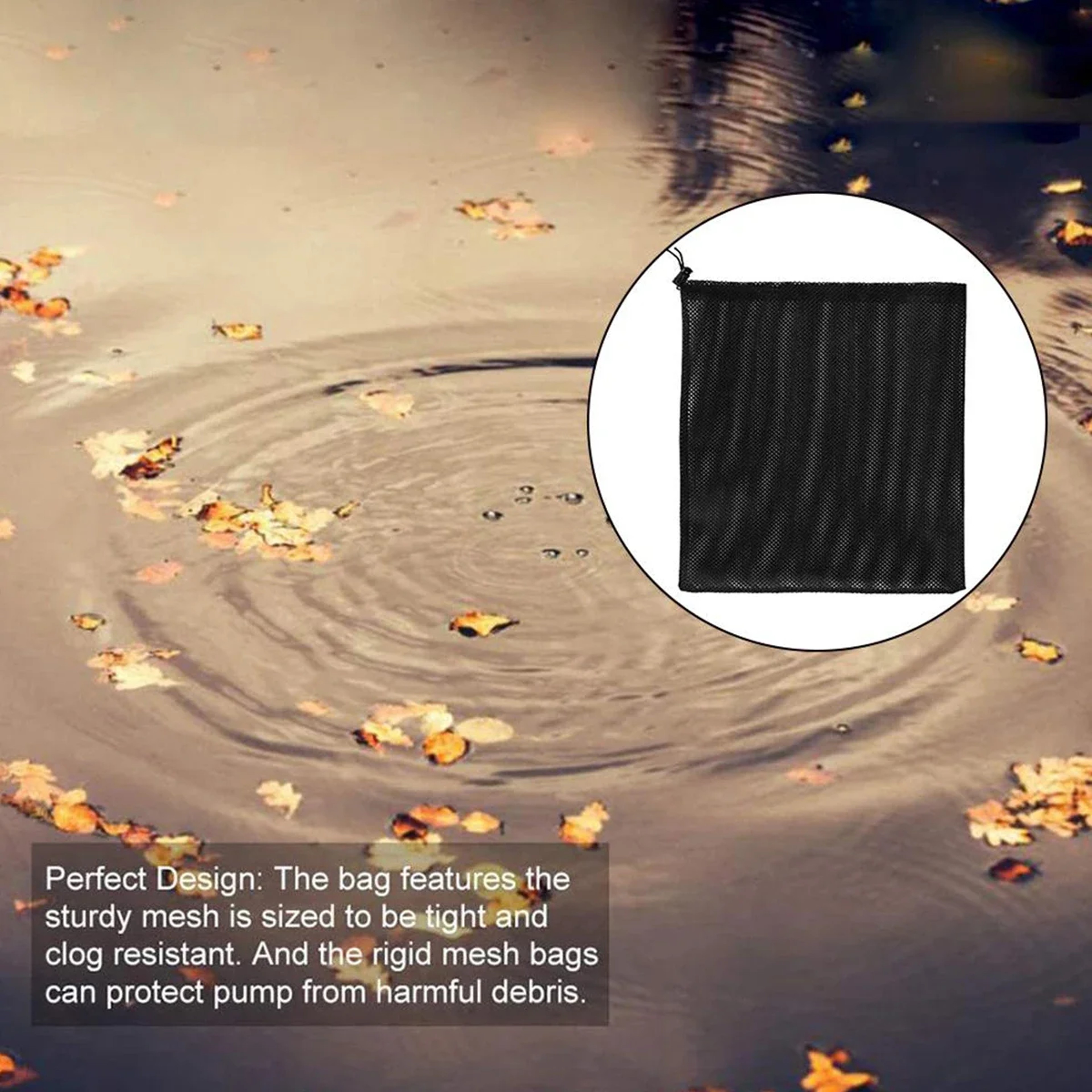 Anti Clog Pump Barrier Bag Mesh Pump Filter With Drawstring Reusable Pond Protector For Biological  4