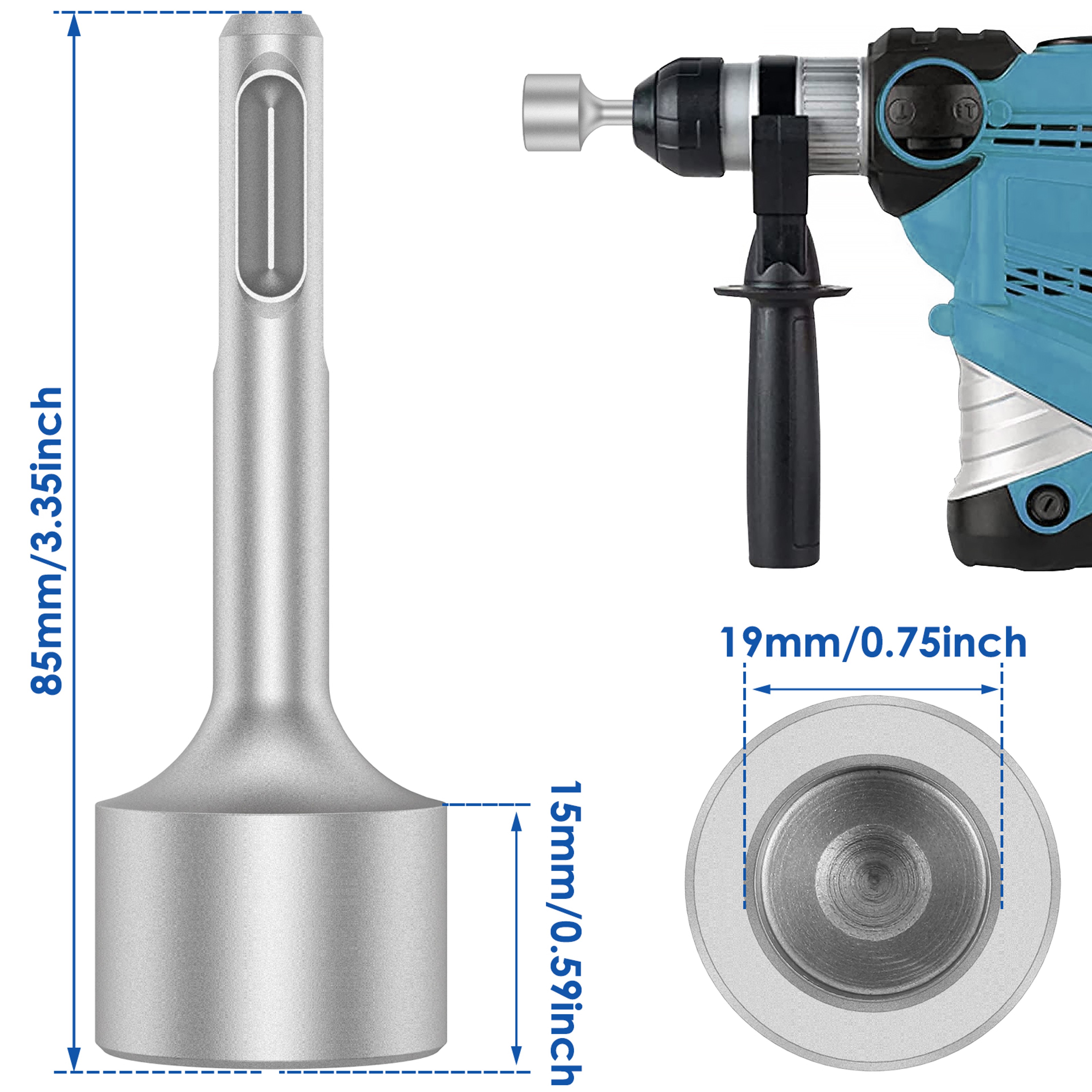 SDS Plus Ground Rod Driver For Rotary Hammer Drill Tools Hardened Steel Earth Stake Hammer Drill Gr 6