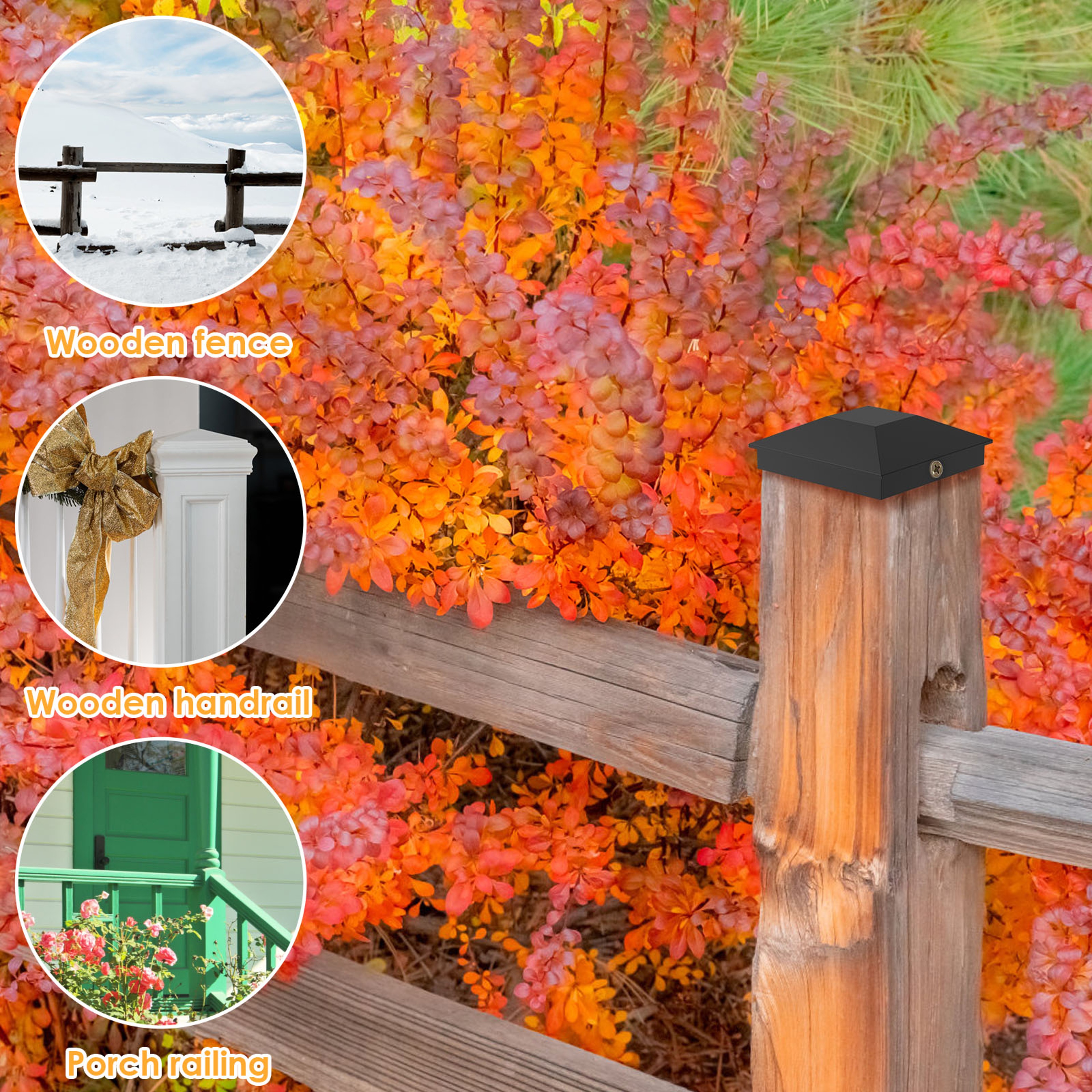 Wood Fence Post Covers, Sturdy Plastic Deck Post Cover, Waterproof Heat Resistant Deck Post Caps for Garden Fence – view 2
