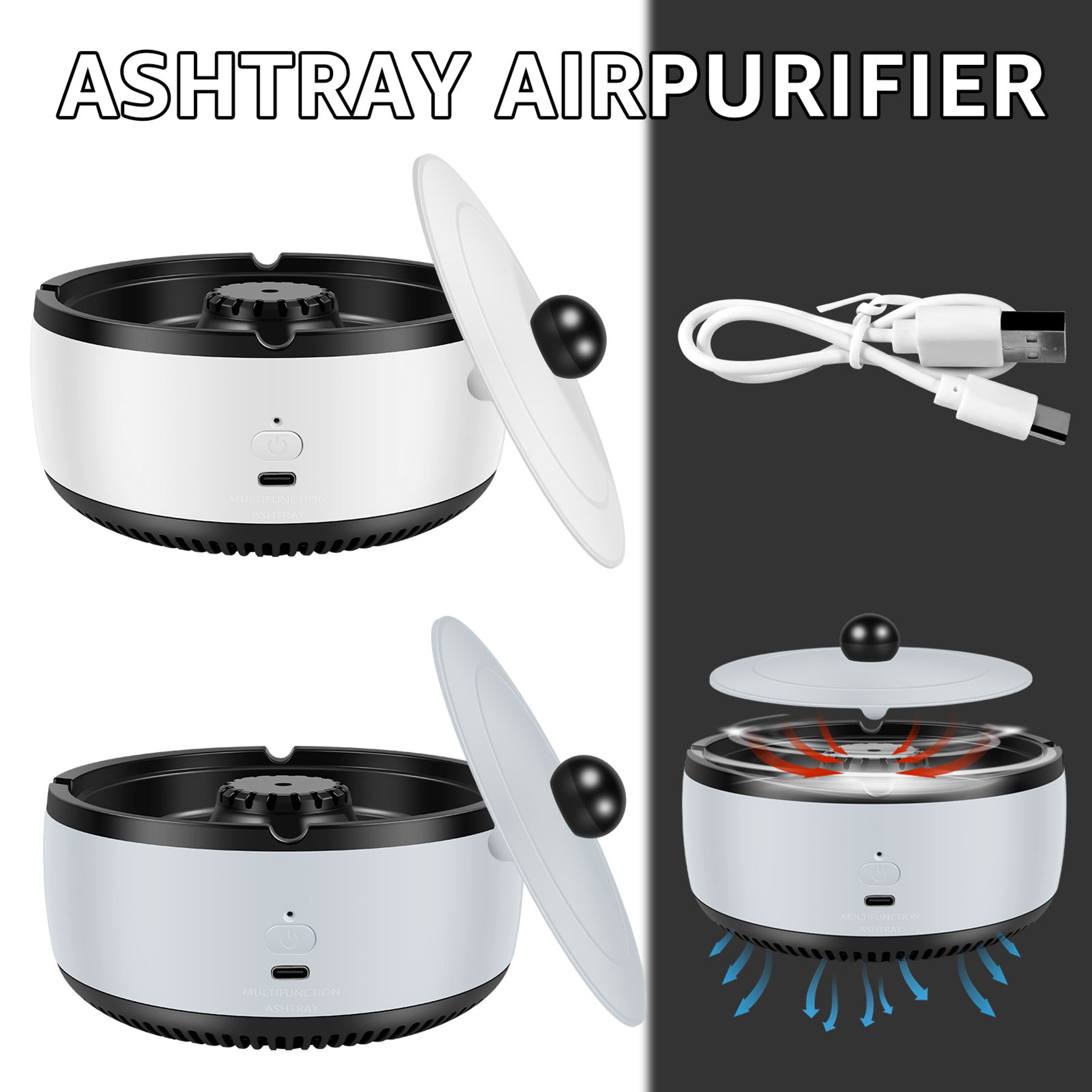 Purifier Ashtray Smoking Accessories With Lid Filter SecondHand Smoke Remove Odour For Family Offic 1