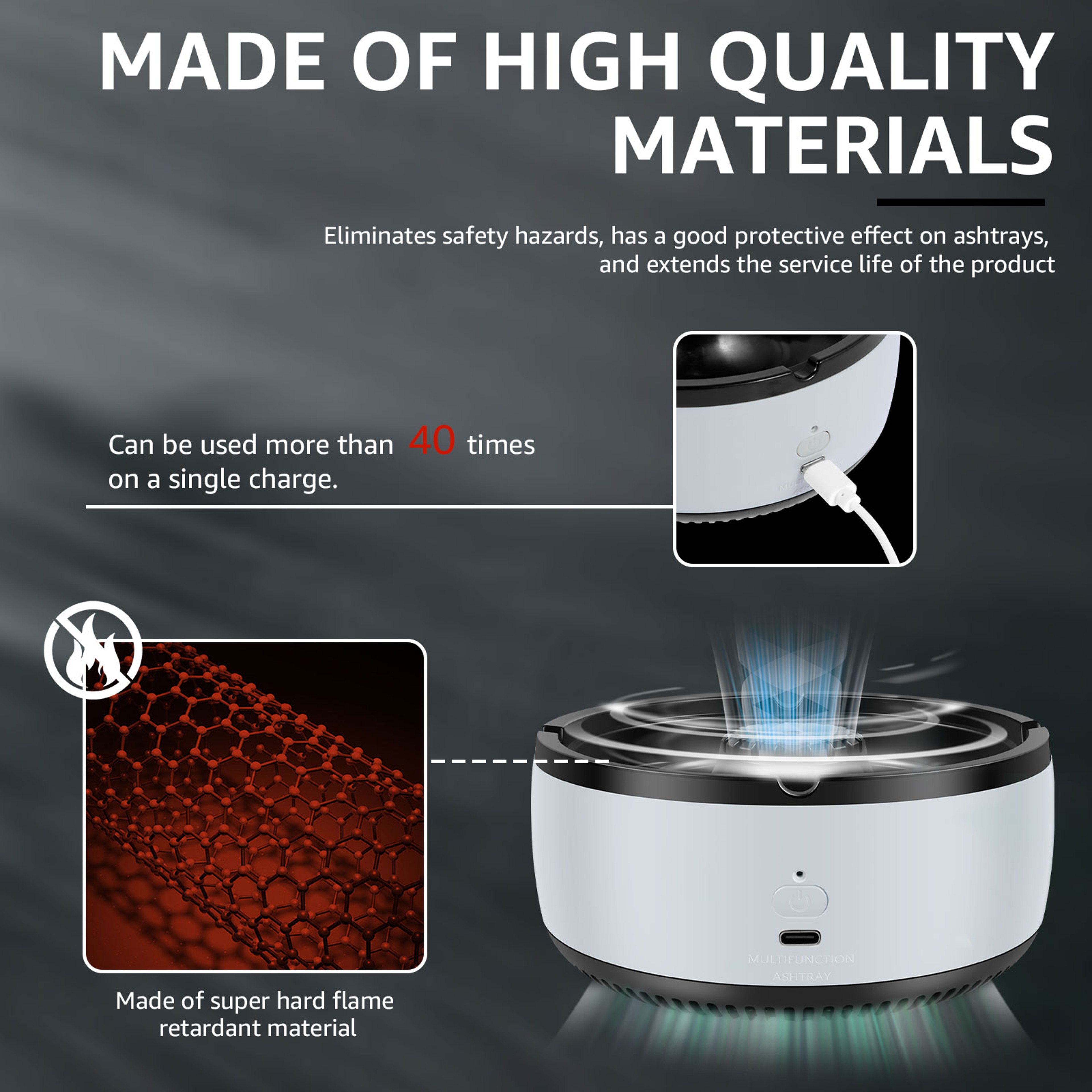 Purifier Ashtray Smoking Accessories With Lid Filter SecondHand Smoke Remove Odour For Family Offic 3